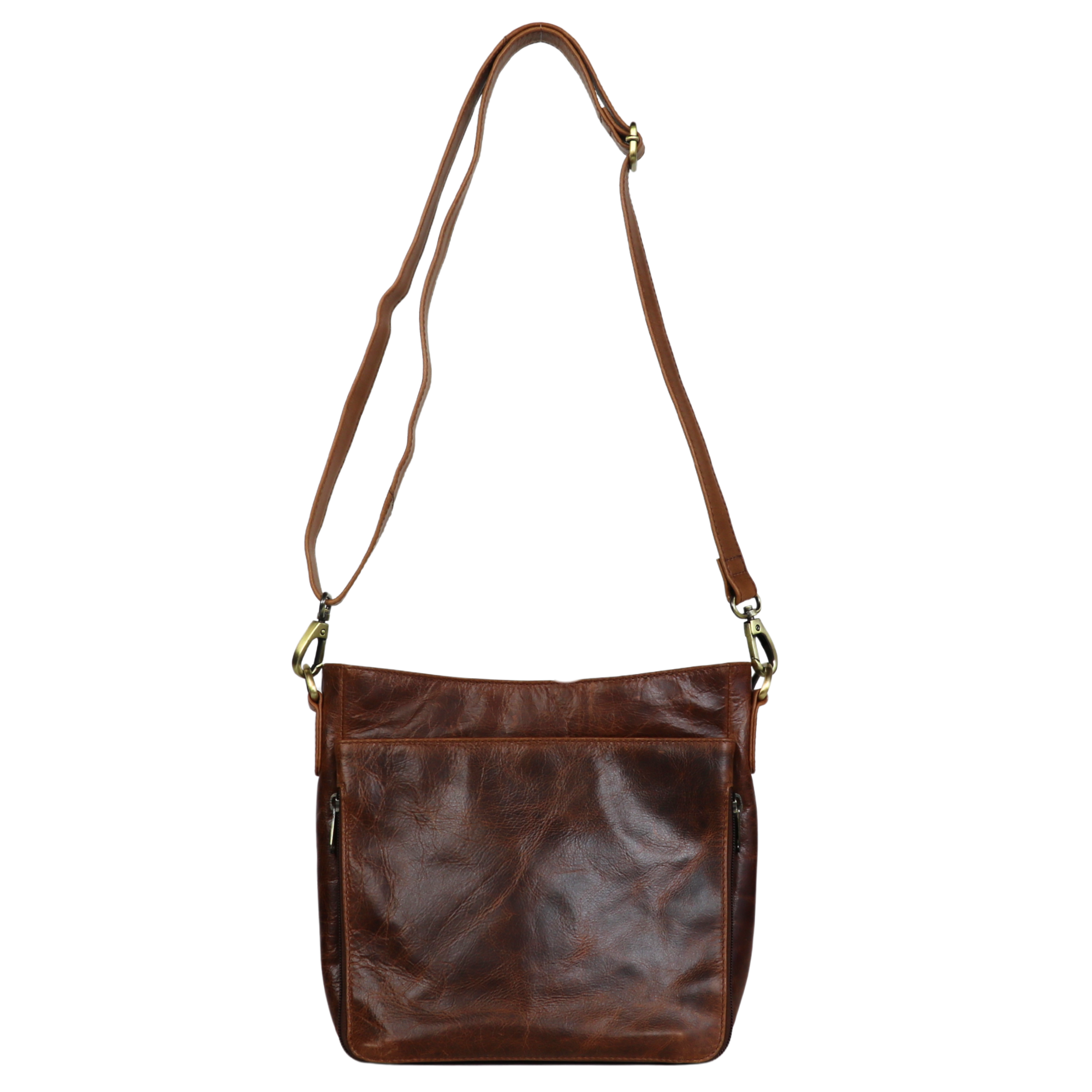 #246 Brown Leather Concealed Carry Crossbody with RFID Organizer