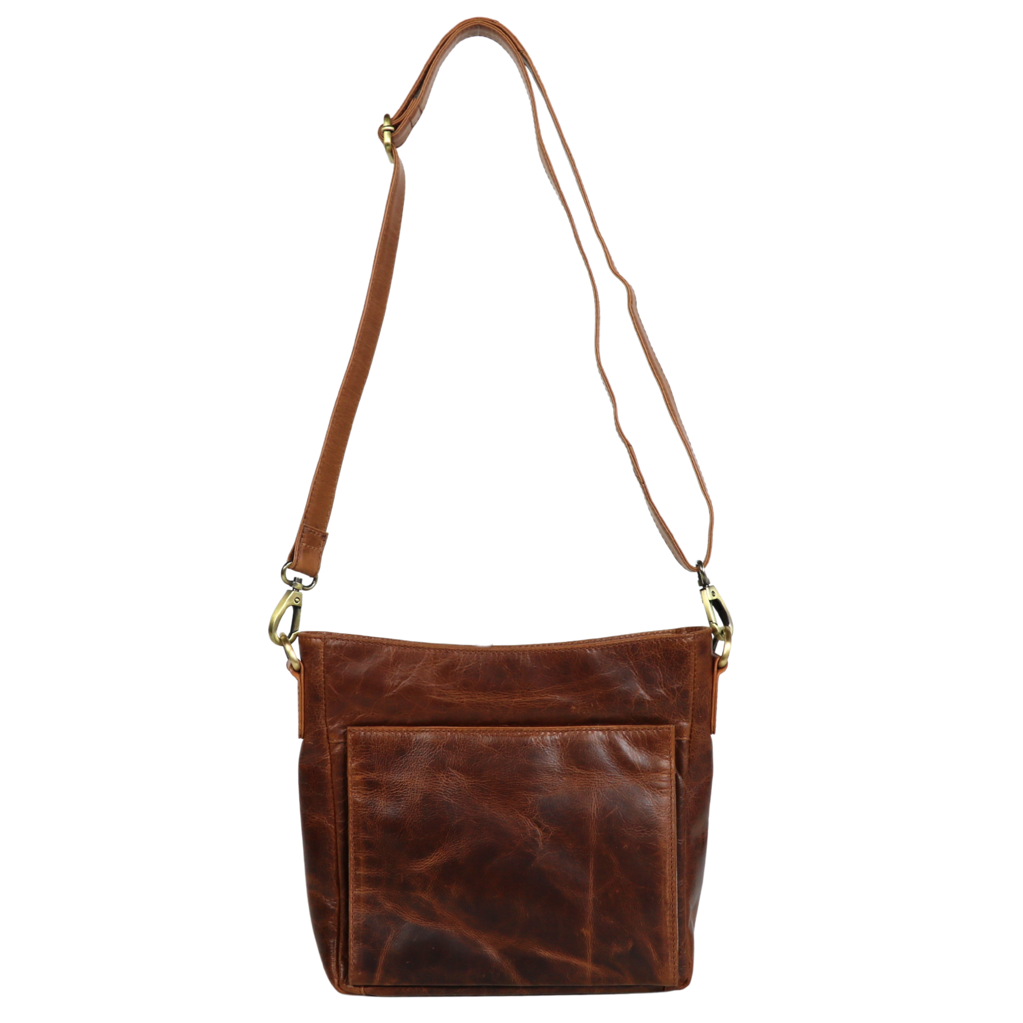 #246 Brown Leather Concealed Carry Crossbody with RFID Organizer