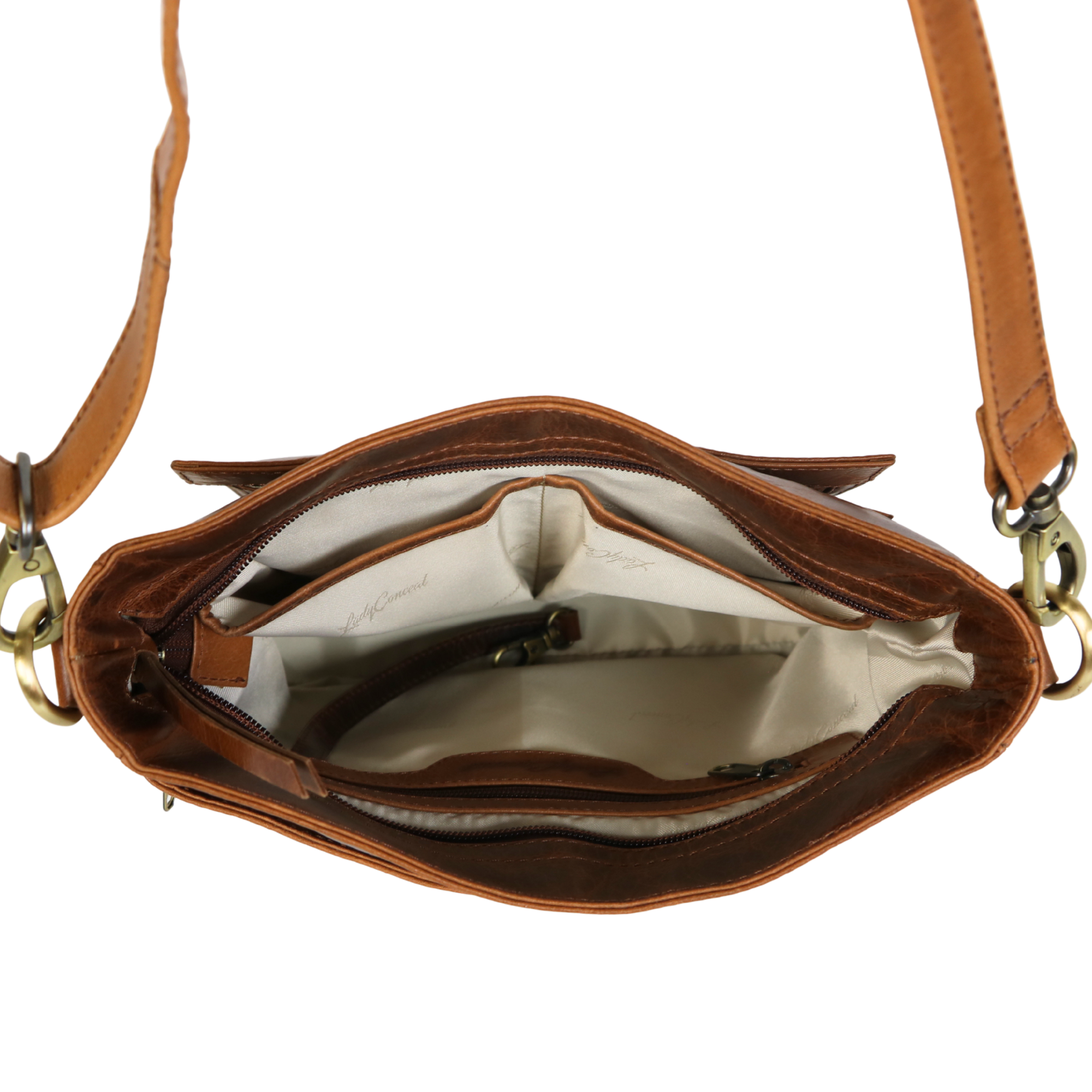 #246 Brown Leather Concealed Carry Crossbody with RFID Organizer