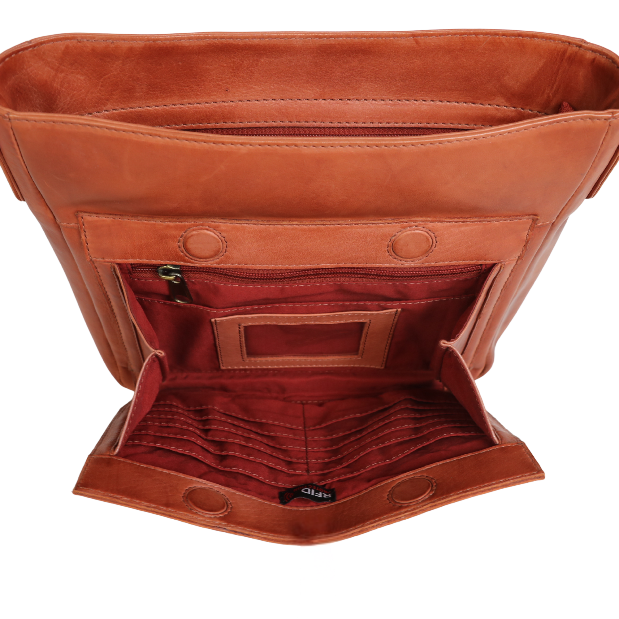 #247 Brick Red Leather Concealed Carry Crossbody with RFID Organizer