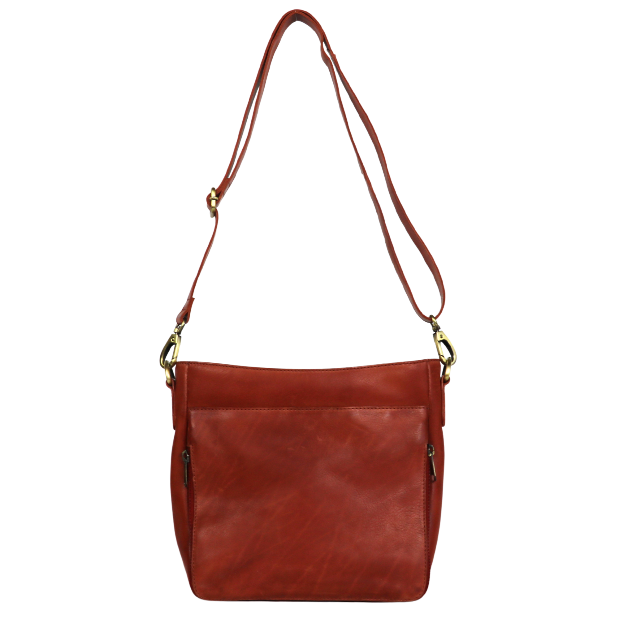 #247 Brick Red Leather Concealed Carry Crossbody with RFID Organizer