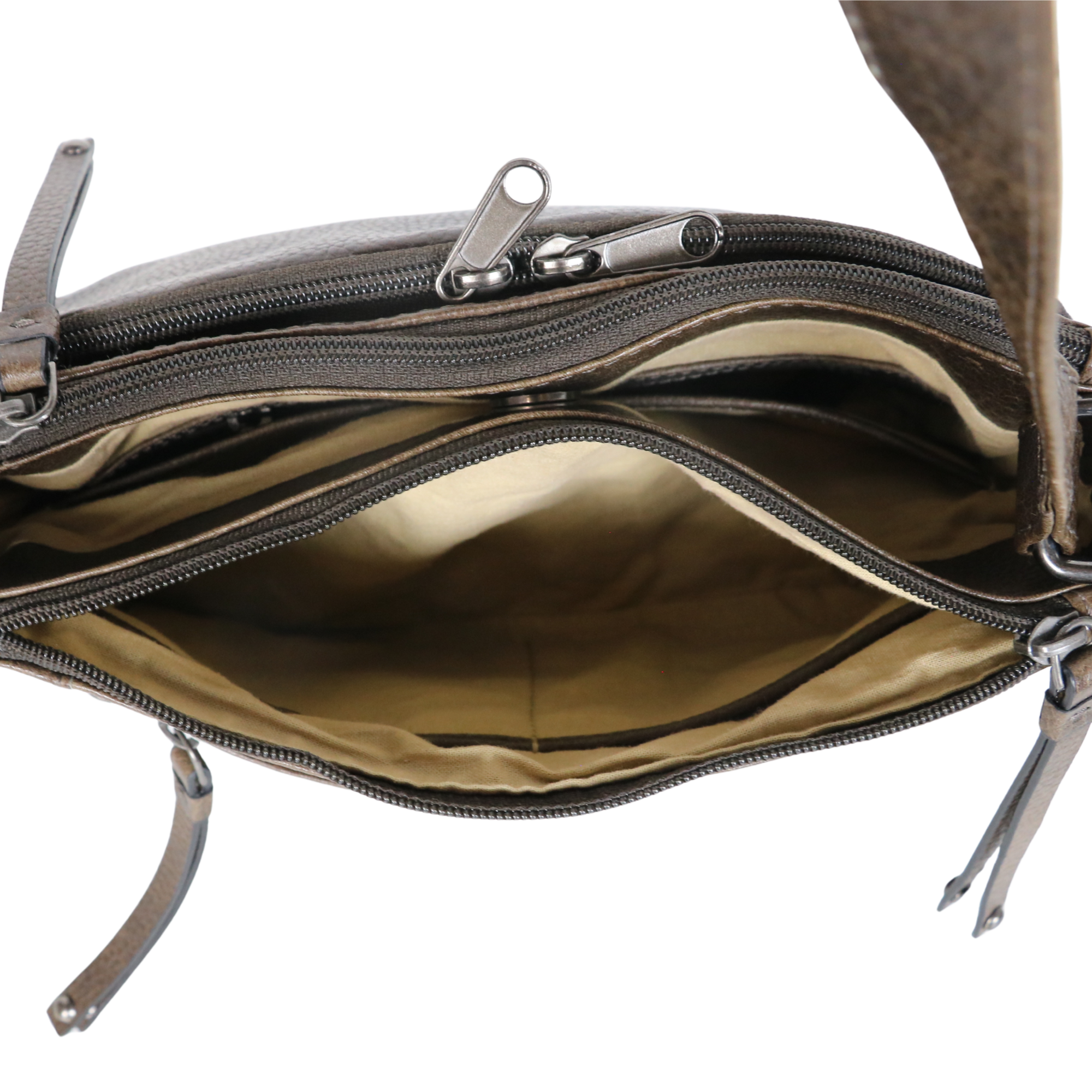 #256 Brown Multi-Pocket Buffalo Leather Concealed Carry Crossbody