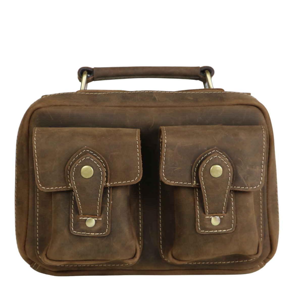人気のUSED　BAG Full-Grain Leather Satchel with Classic Utility Design