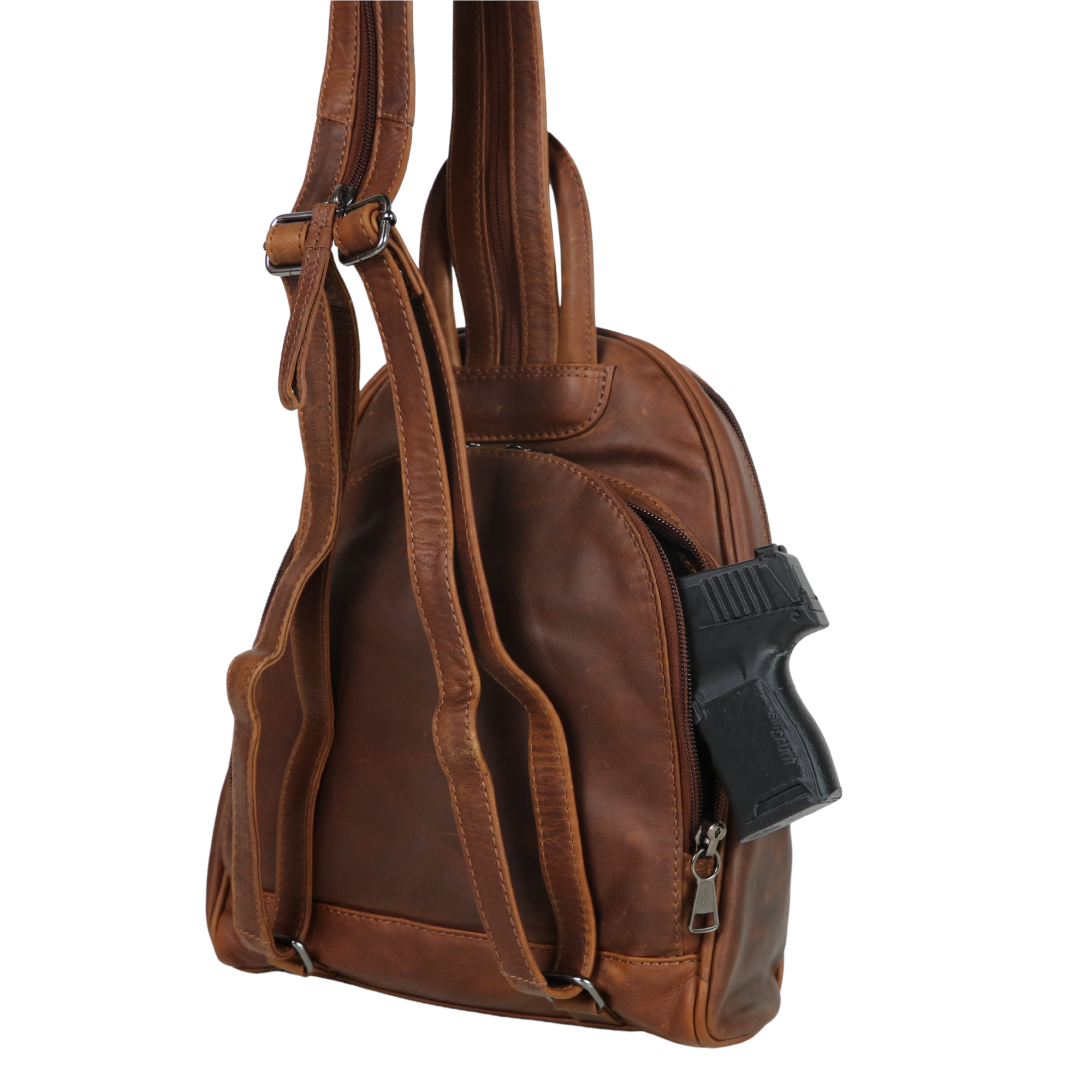Concealed Carry RFID Daisy Leather Backpack by Lady Conceal