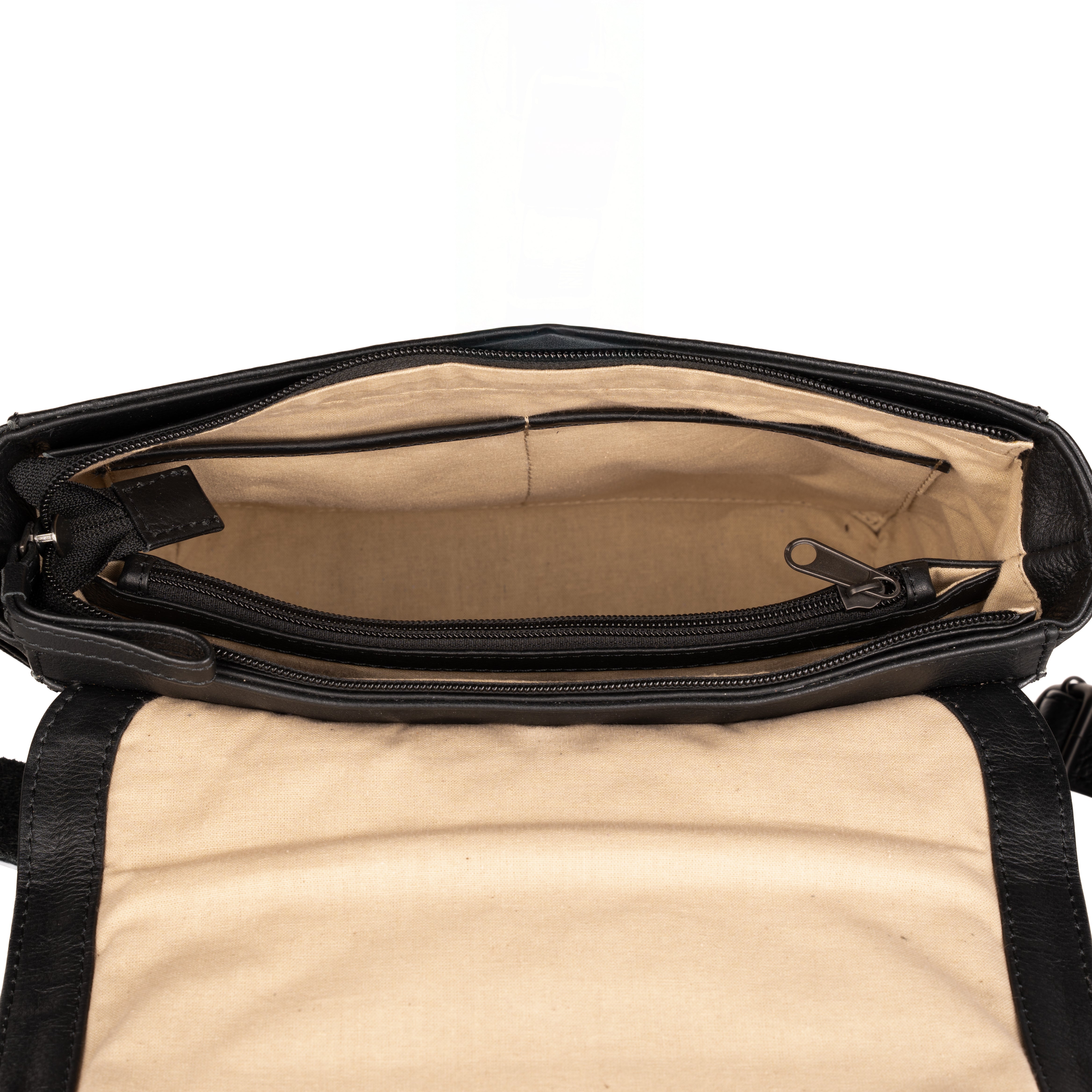 #54 - Concealed Carry Black Weaved Leather Crossbody (No Locking Zipper)