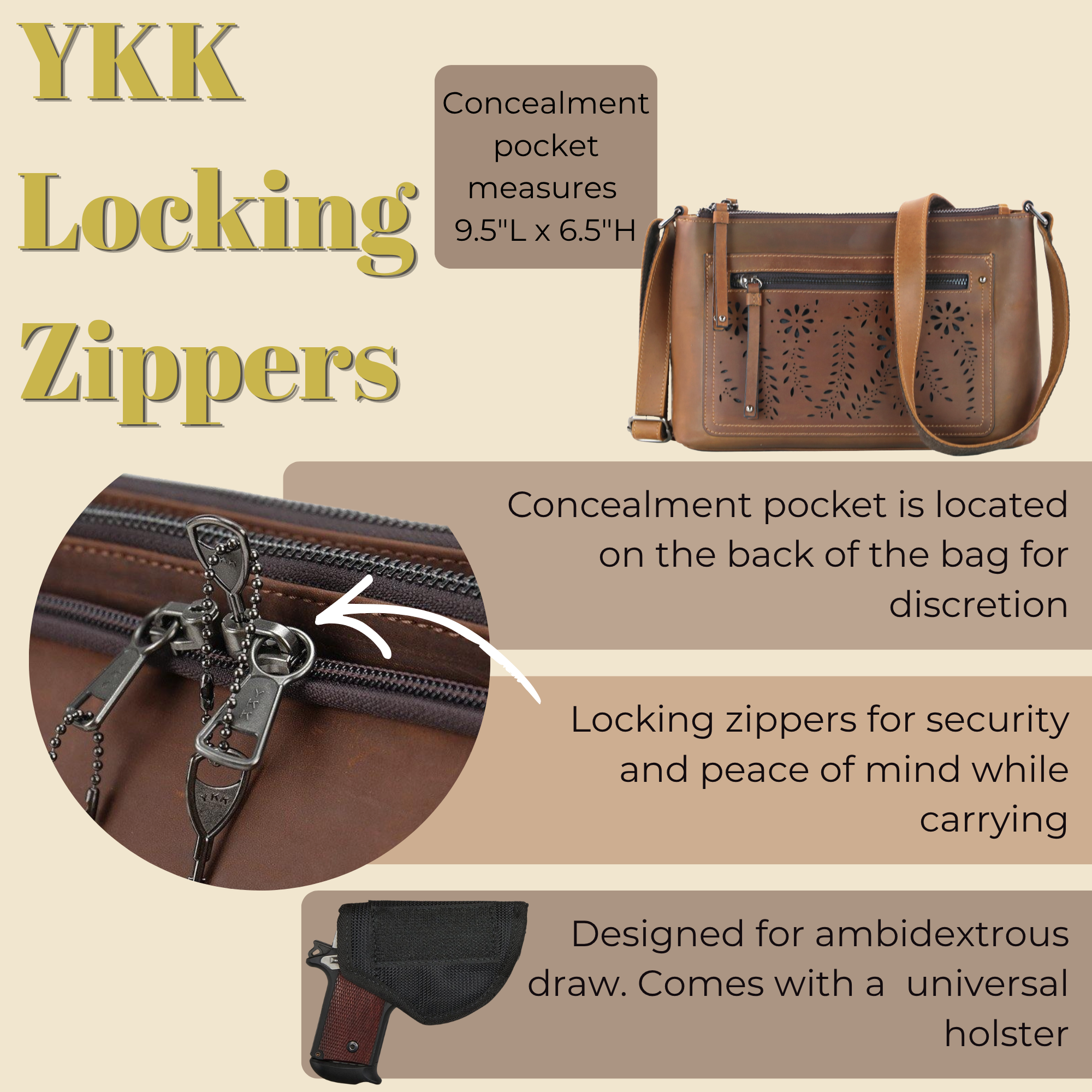 Concealed Carry Brynlee Leather Crossbody by Lady Conceal