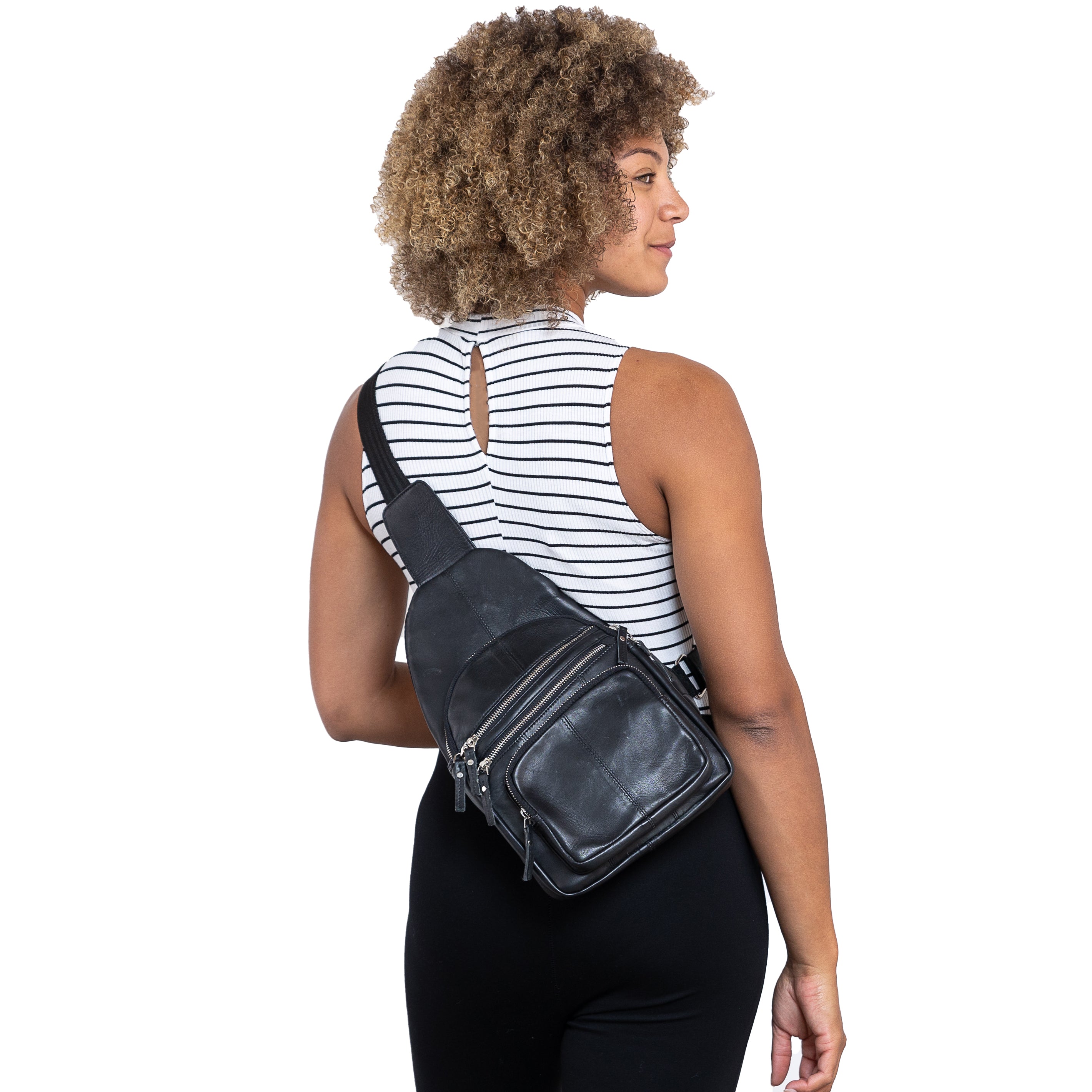 Concealed Carry Weston Lambskin Sling by DS Conceal - Universal Holster Backpack - Leather Pistol CCW Bag - Unisex Pistol Bag - Ambidextrous Holster Bags Lady Conceal Firearm Bags - Self Defense Bag for Gun