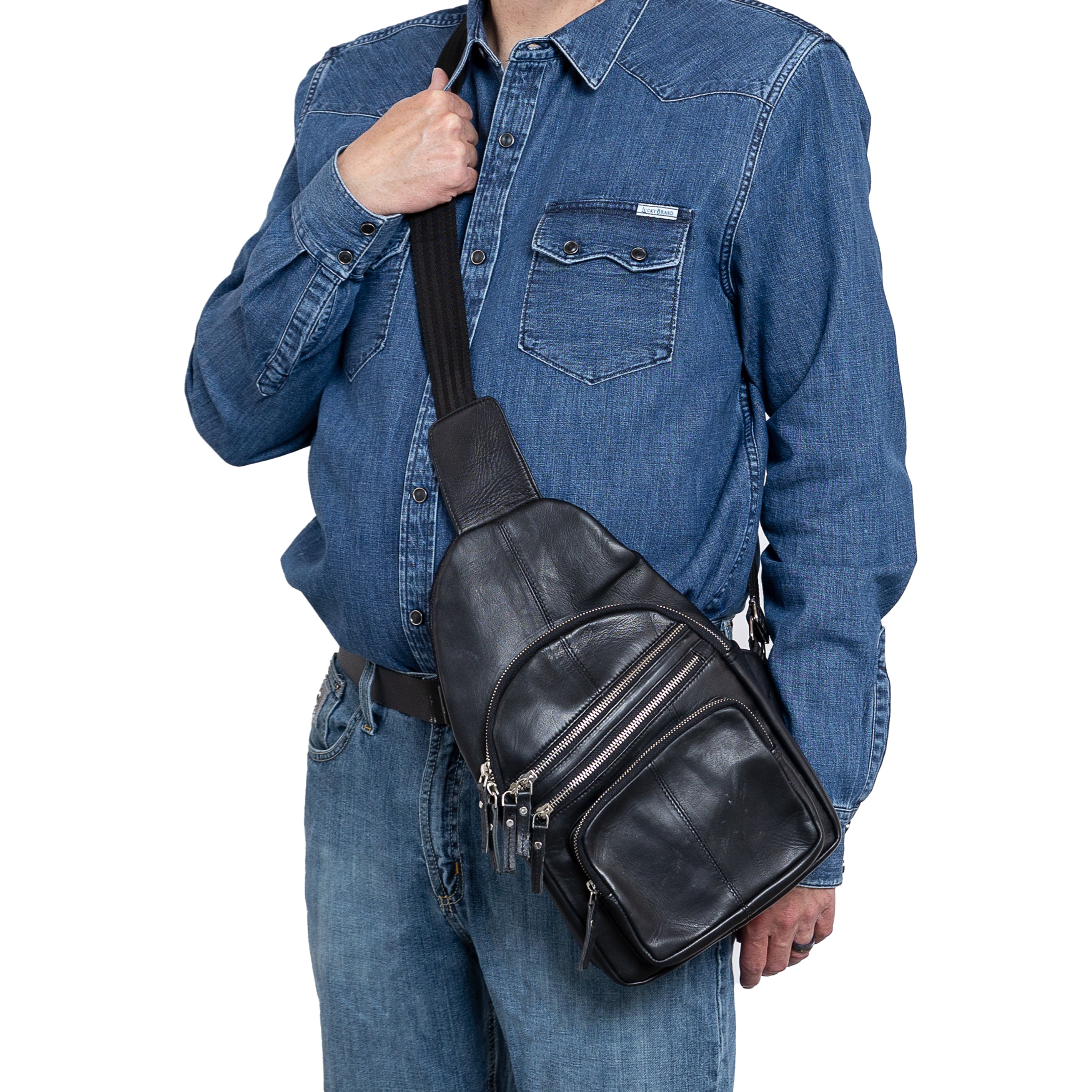 Concealed Carry Weston Lambskin Sling by DS Conceal - Universal Holster Backpack - Leather Pistol CCW Bag - Unisex Pistol Bag - Ambidextrous Holster Bags Lady Conceal Firearm Bags - Self Defense Bag for Gun