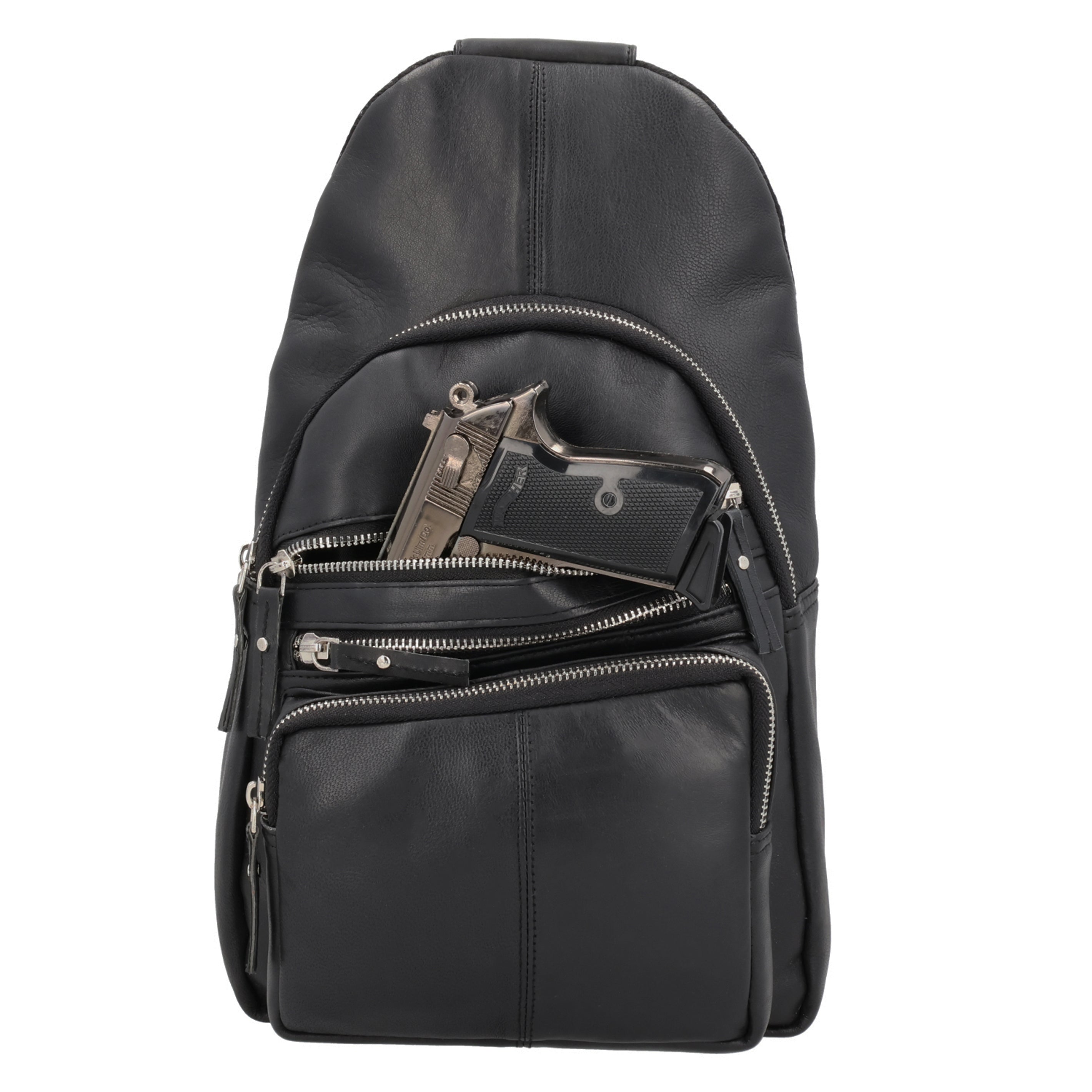 Concealed Carry Weston Lambskin Sling by DS Conceal - Universal Holster Backpack - Leather Pistol CCW Bag - Unisex Pistol Bag - Ambidextrous Holster Bags Lady Conceal Firearm Bags - Self Defense Bag for Gun