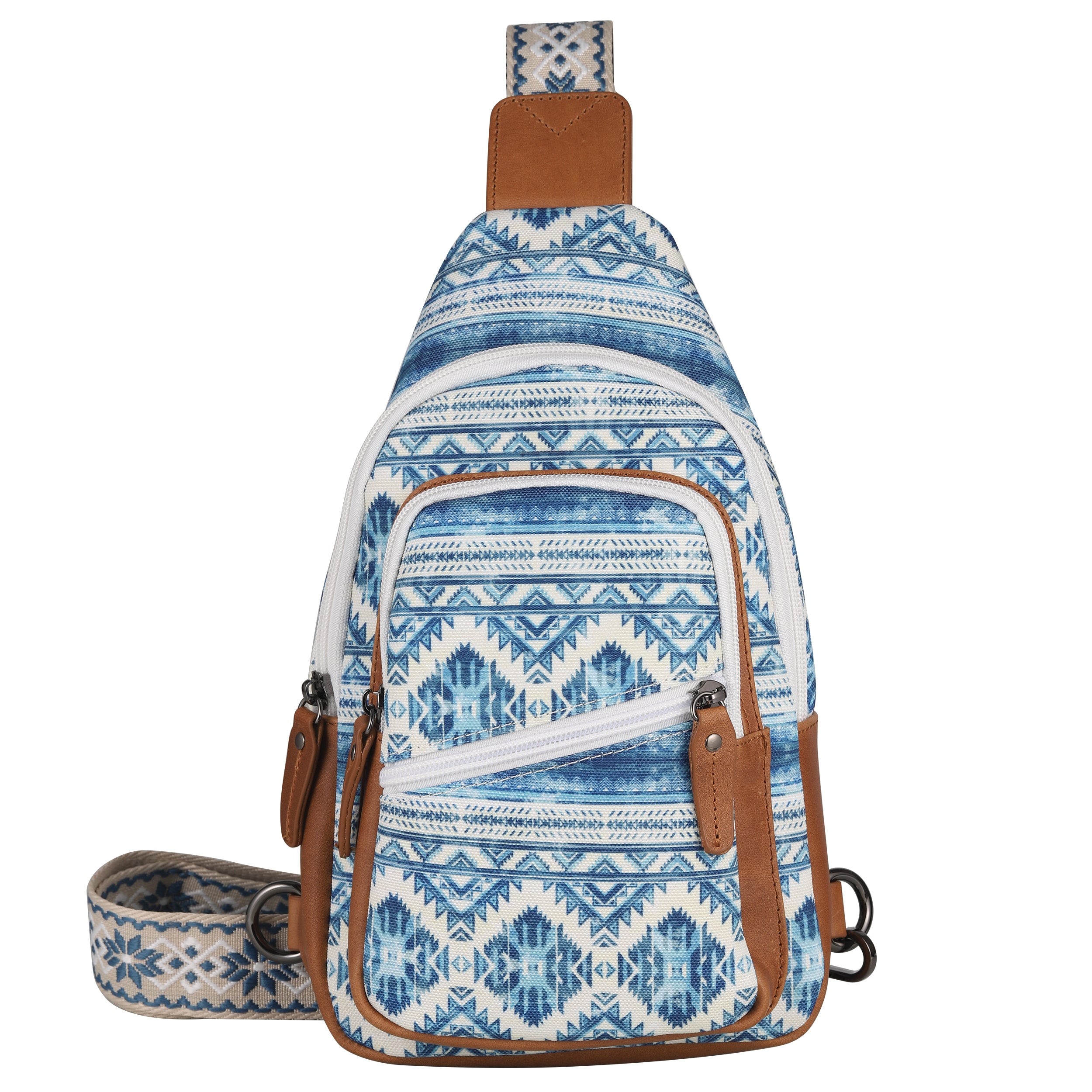 Blue Aztec Leather EDC Bag by Lady Conceal with Velcro Holster for Men and Women