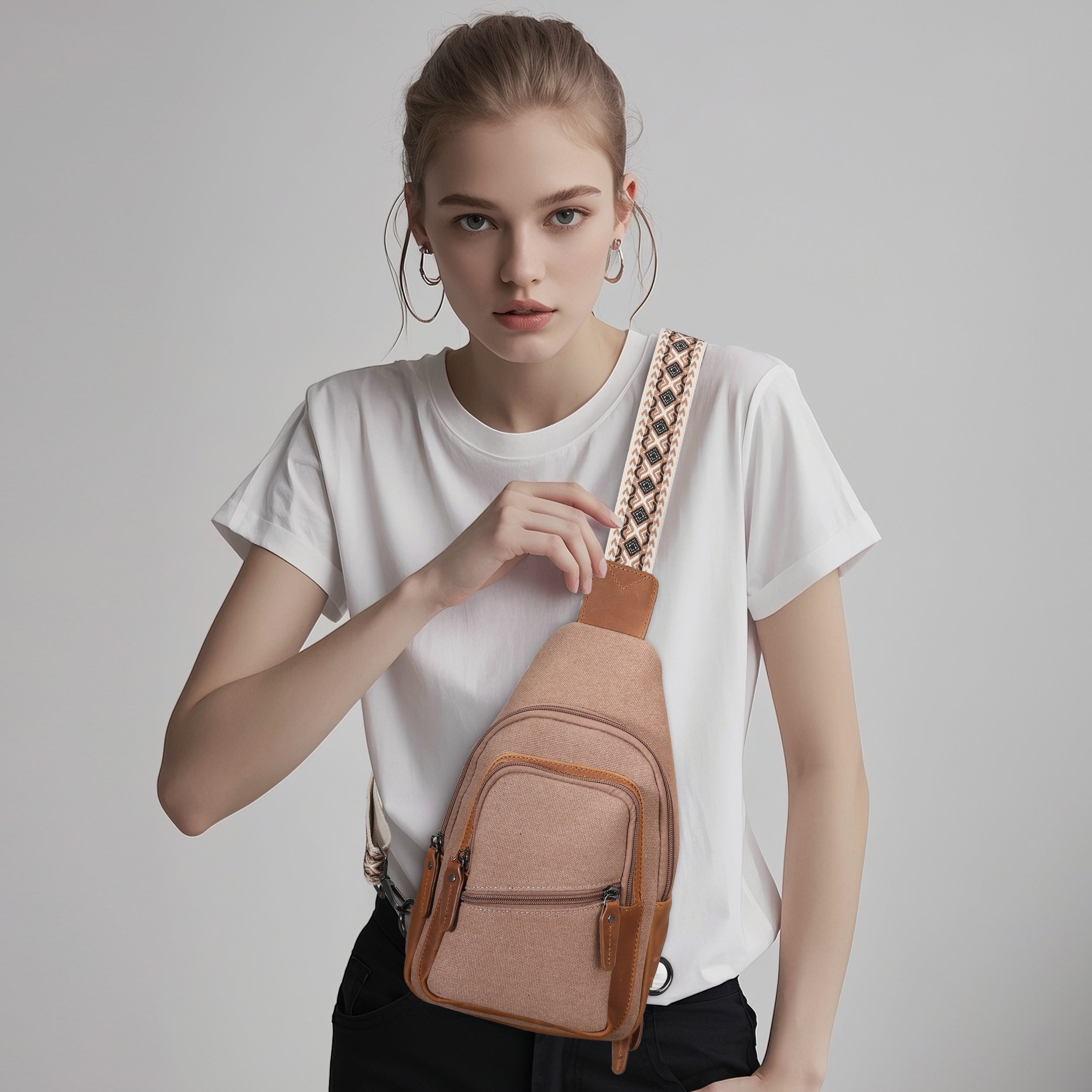 Urban concealed carry sling, Indie canvas crossbody with built-in key strap and space for EDC gear