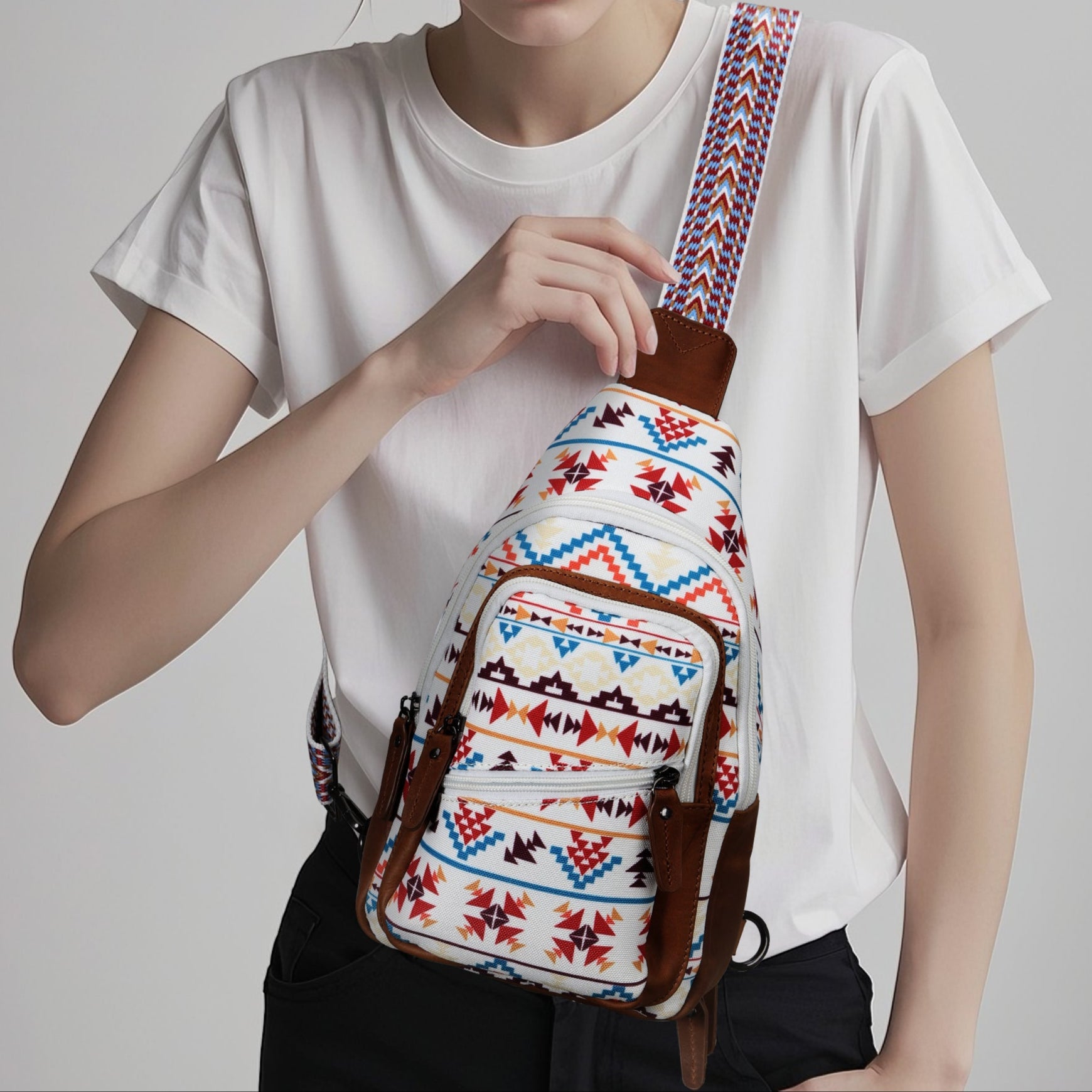 Urban concealed carry sling, Indie canvas crossbody with built-in key strap and space for EDC gear