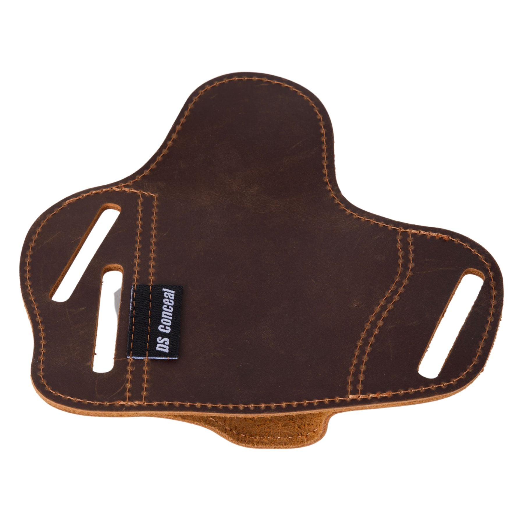 Slim low-profile pancake holster in genuine leather designed for all-day comfort and firearm security