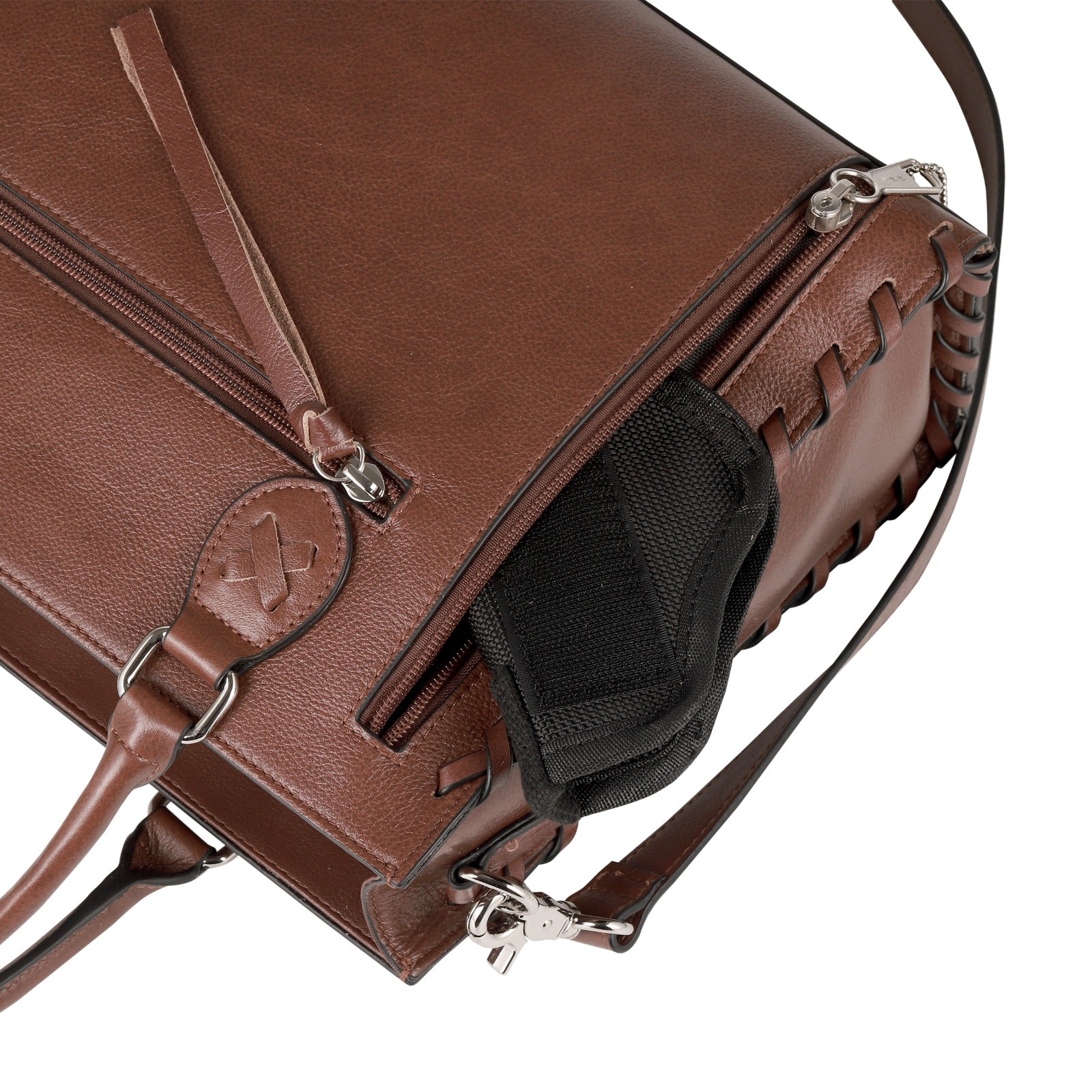 Concealed Carry Emma Leather Satchel - Designer Concealed Carry Purse - YKK Locking Purse with Universal Holster - Leather Bag For Gun Owners - Easy Conceal Carry - CCW Purse for Women - Conceal and Carry purse for Handgun - Designer Luxury Conceal Carry Handbag - Handbag Gun and Pistol Bag - Handbag for concealed gun - Hidden Gun Bag