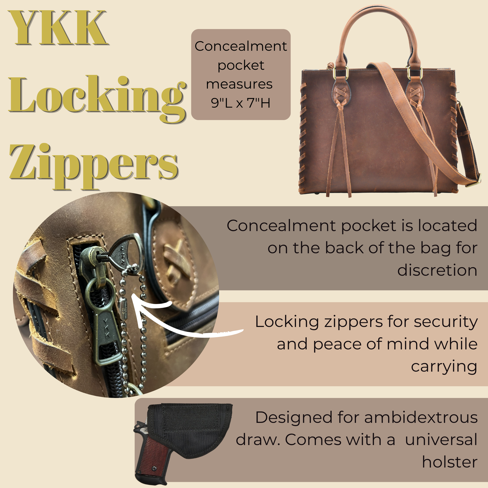 Concealed Carry Emma Leather Satchel by Lady Conceal