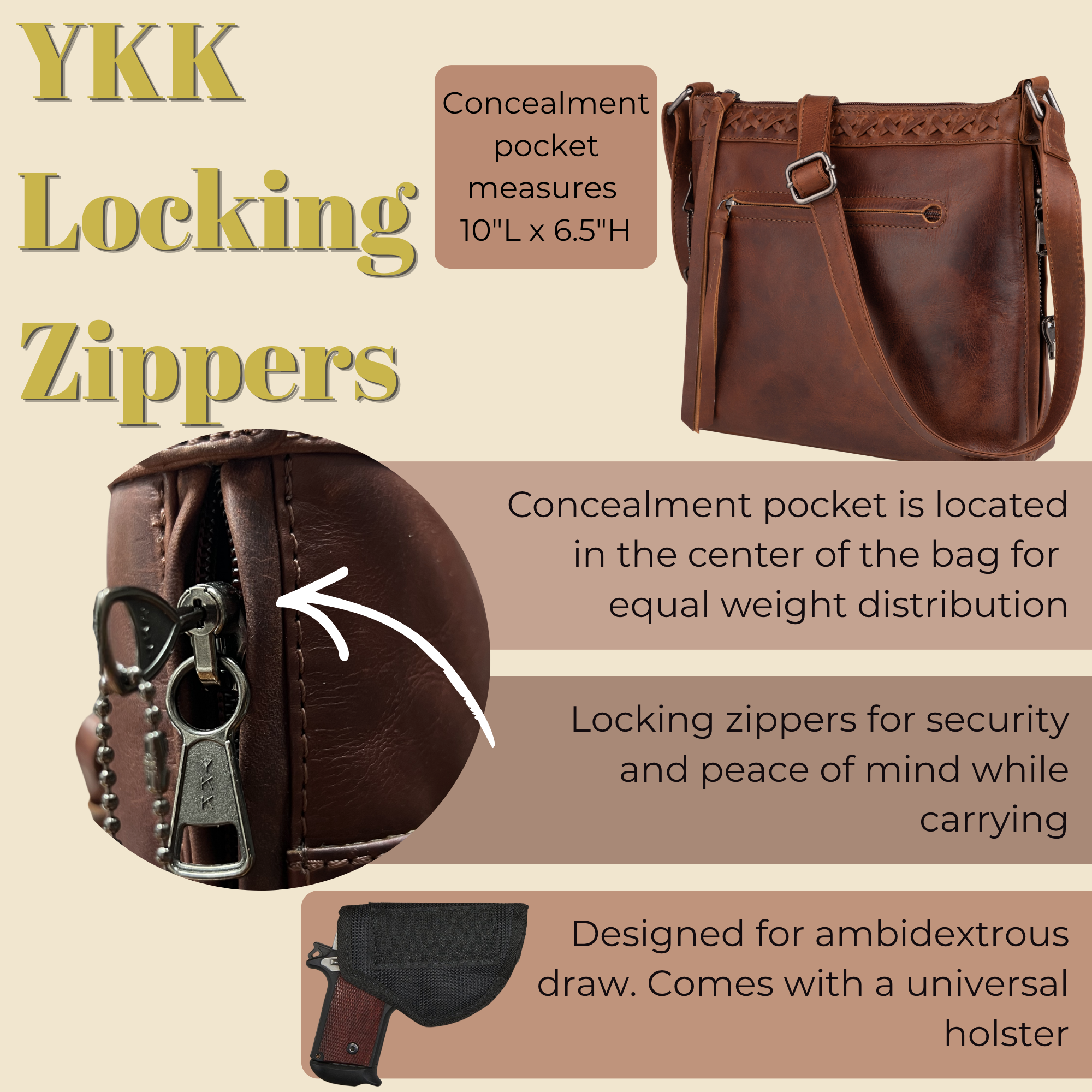 Concealed Carry Faith Leather Crossbody by Lady Conceal