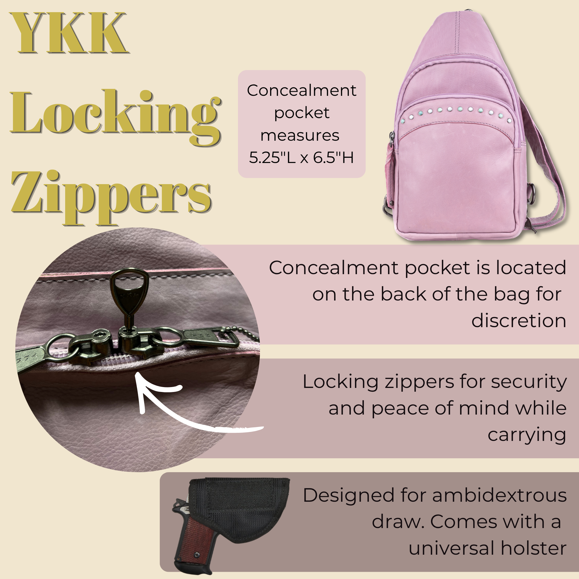 -SALE- Concealed Carry Haven Sling Leather Backpack by Lady Conceal