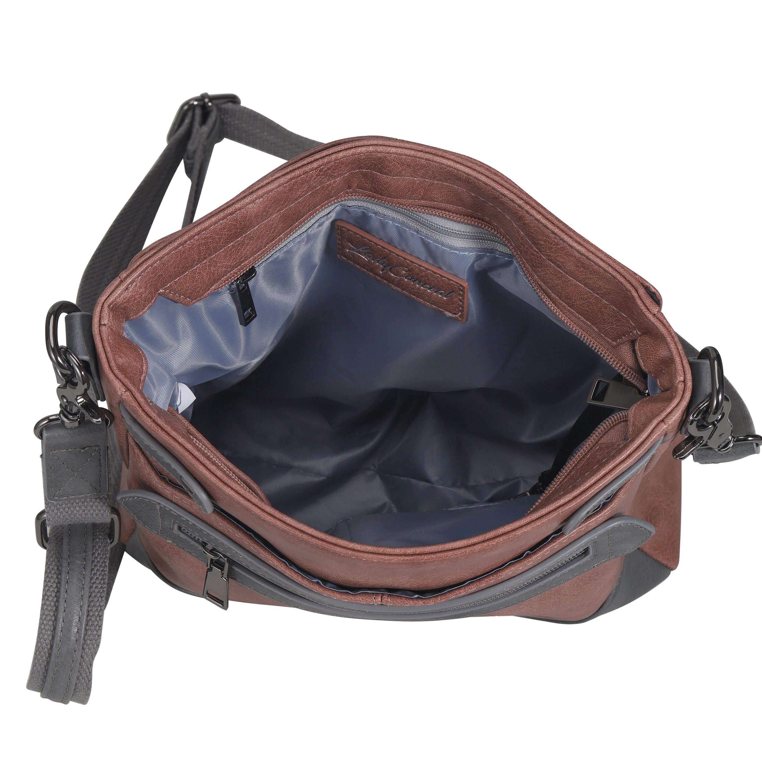 Rapid draw concealed carry crossbody Addison by Lady Conceal with universal holster