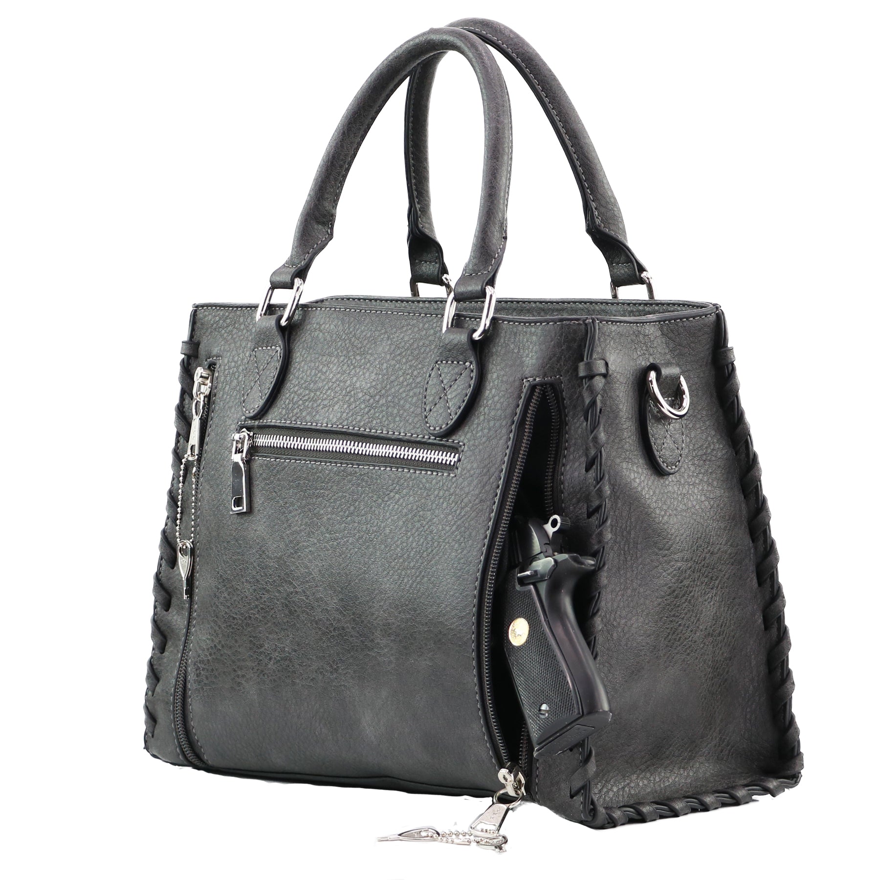 Concealed Carry Ann Satchel by Lady Conceal - Designer Luxury Conceal Carry Handbag - YKK Locking Zippers and Universal Handbag Gun and Pistol Bag - crossbody Handbag for concealed gun carry - concealed carry Handbag Ann Satchel gun Handbag - concealed carry gun Handbag
