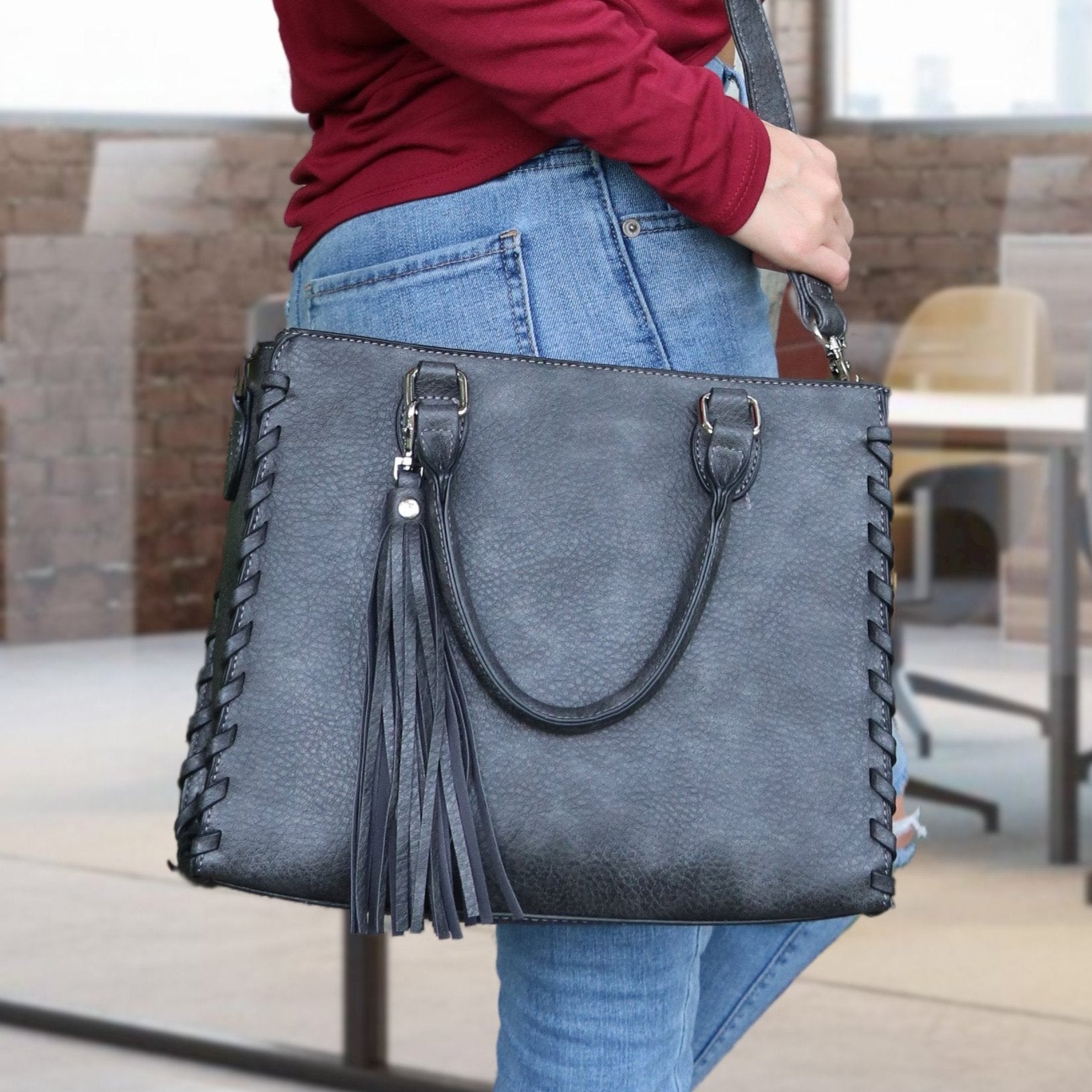 Concealed Carry Ann Satchel by Lady Conceal - Designer Luxury Conceal Carry Handbag - YKK Locking Zippers and Universal Handbag Gun and Pistol Bag - crossbody Handbag for concealed gun carry - concealed carry Handbag Ann Satchel gun Handbag - concealed carry gun Handbag