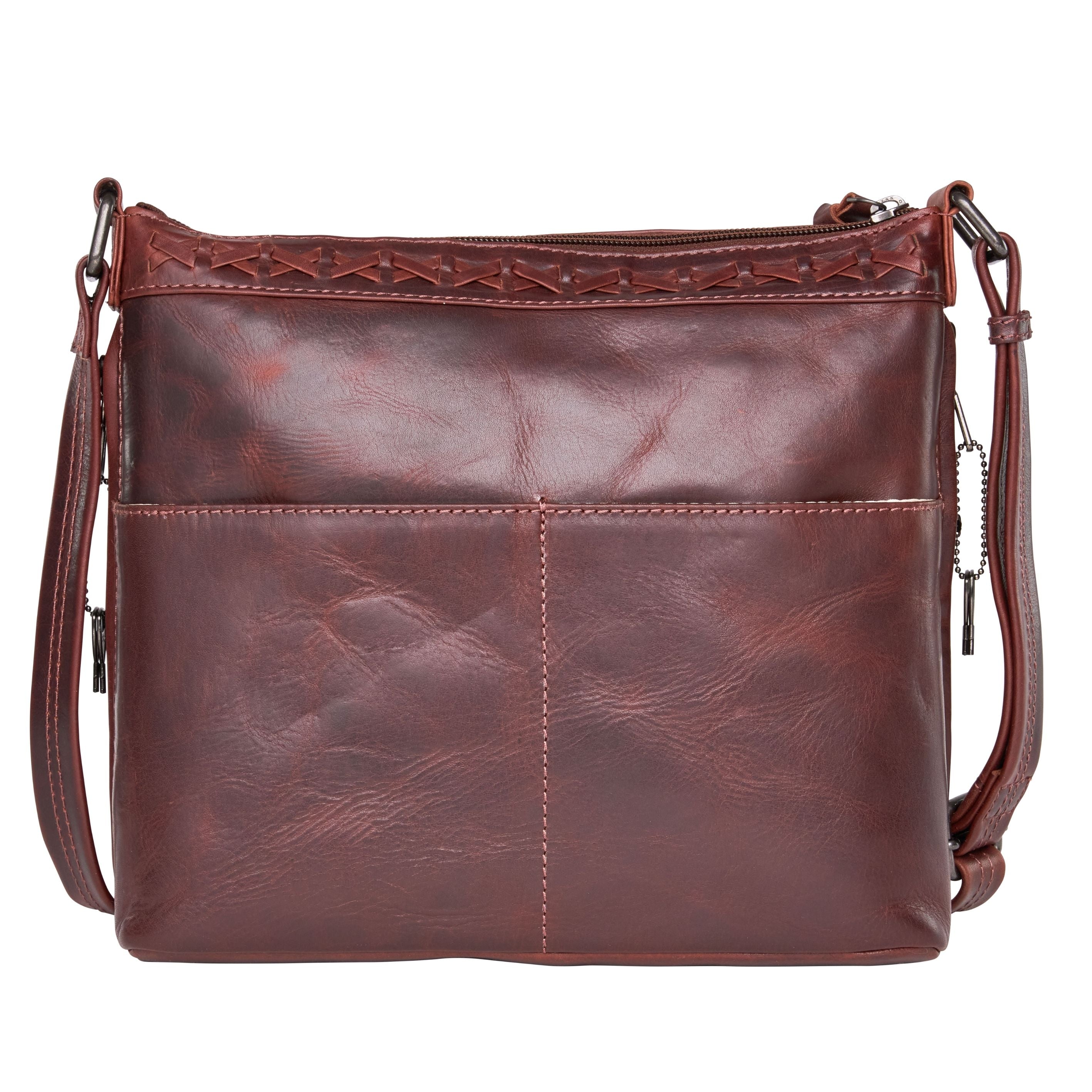 Concealed Carry Crossbody Purse for Women - Faith Leather Crossbody by Lady Conceal - Designer Leather Crossbody CCW Bag - Locking Conceal and Carry Purse with Universal Holster for Handguns - Crossbody Gun and Pistol Bag - concealed carry crossbody Faith leather gun purse with locking zipper