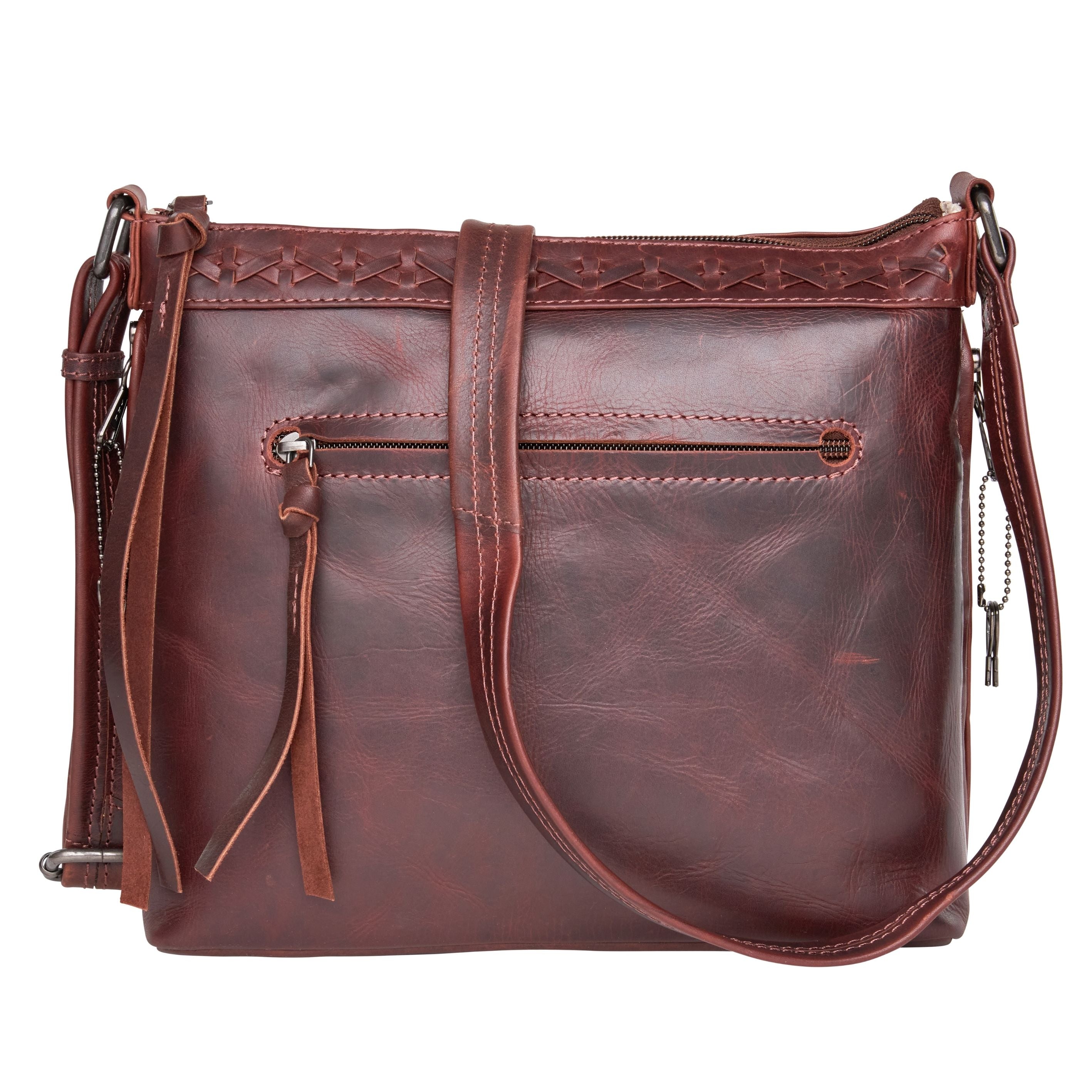 Concealed Carry Crossbody Purse for Women - Faith Leather Crossbody by Lady Conceal - Designer Leather Crossbody CCW Bag - Locking Conceal and Carry Purse with Universal Holster for Handguns - Crossbody Gun and Pistol Bag - concealed carry crossbody Faith leather gun purse with locking zipper