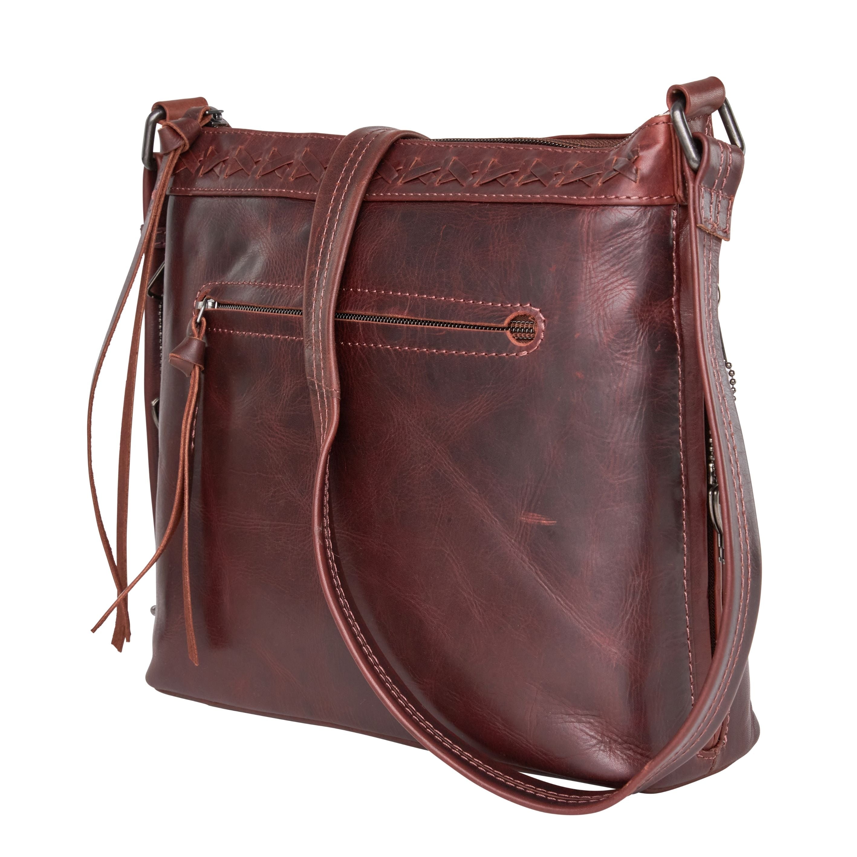Concealed Carry Crossbody Purse for Women - Faith Leather Crossbody by Lady Conceal - Designer Leather Crossbody CCW Bag - Locking Conceal and Carry Purse with Universal Holster for Handguns - Crossbody Gun and Pistol Bag - concealed carry crossbody Faith leather gun purse with locking zipper