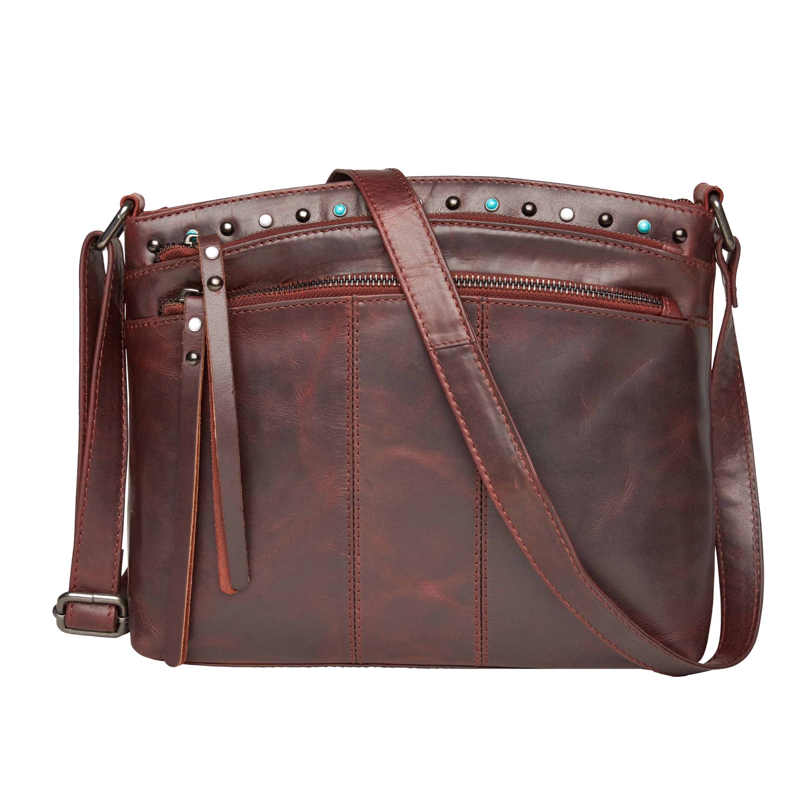 Concealed Carry Brynn Arched Leather Crossbody - Lady Conceal - Concealed Carry Purse - conceal and carry purse for women - tactical pistol bag - Locking Conceal and Carry Purse with Universal Holster for Handguns - Unique Hide Crossbody Gun and Pistol Bag