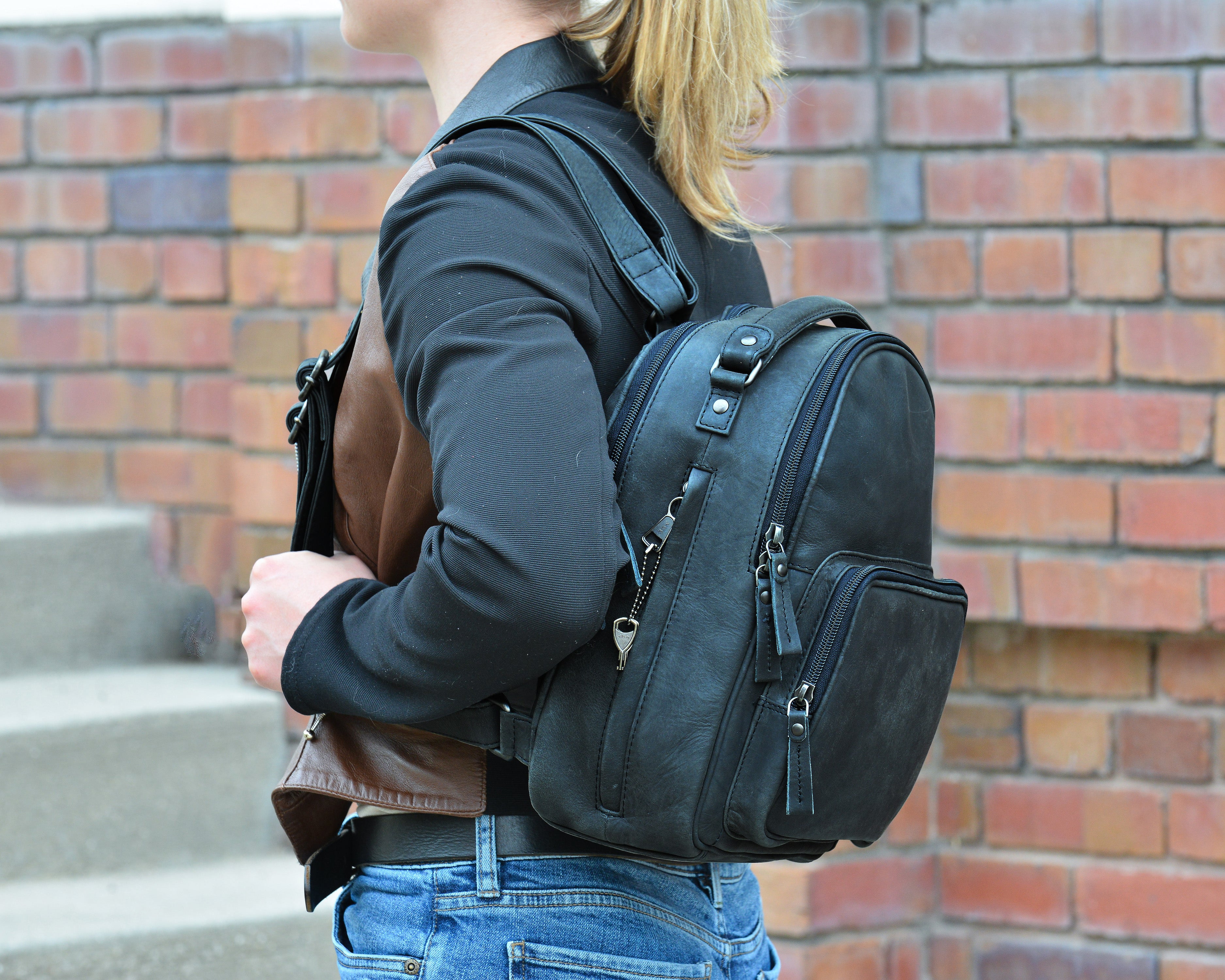 Concealed Carry Reese Backpack by Lady Conceal - Locking Backpack - Unisex Backpack for Firearm - CCW Gun Backpack - Universal Holster Premium Full Grain Leather with RFID Protection