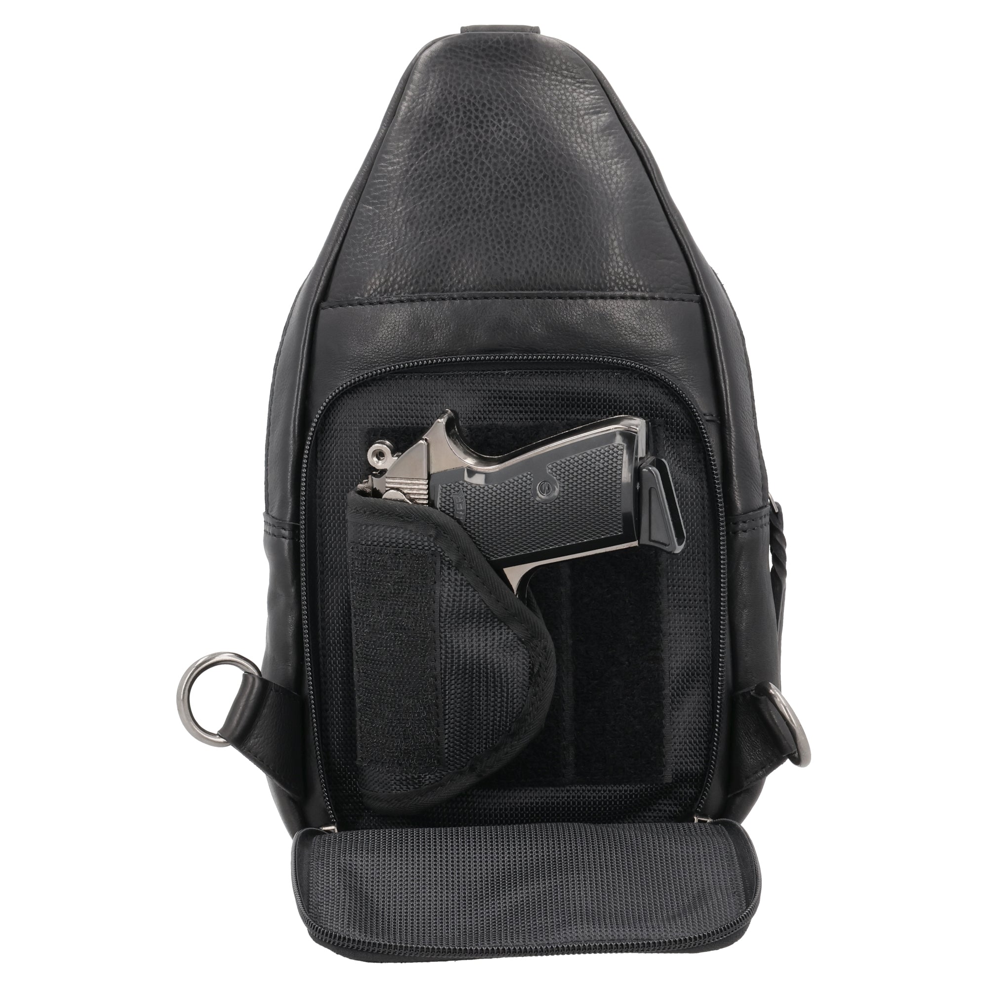 genuine Leather Conceal Carry Sling Leather gun Backpack - Lady Conceal Sling Leather Tactical Backpack for Pistol