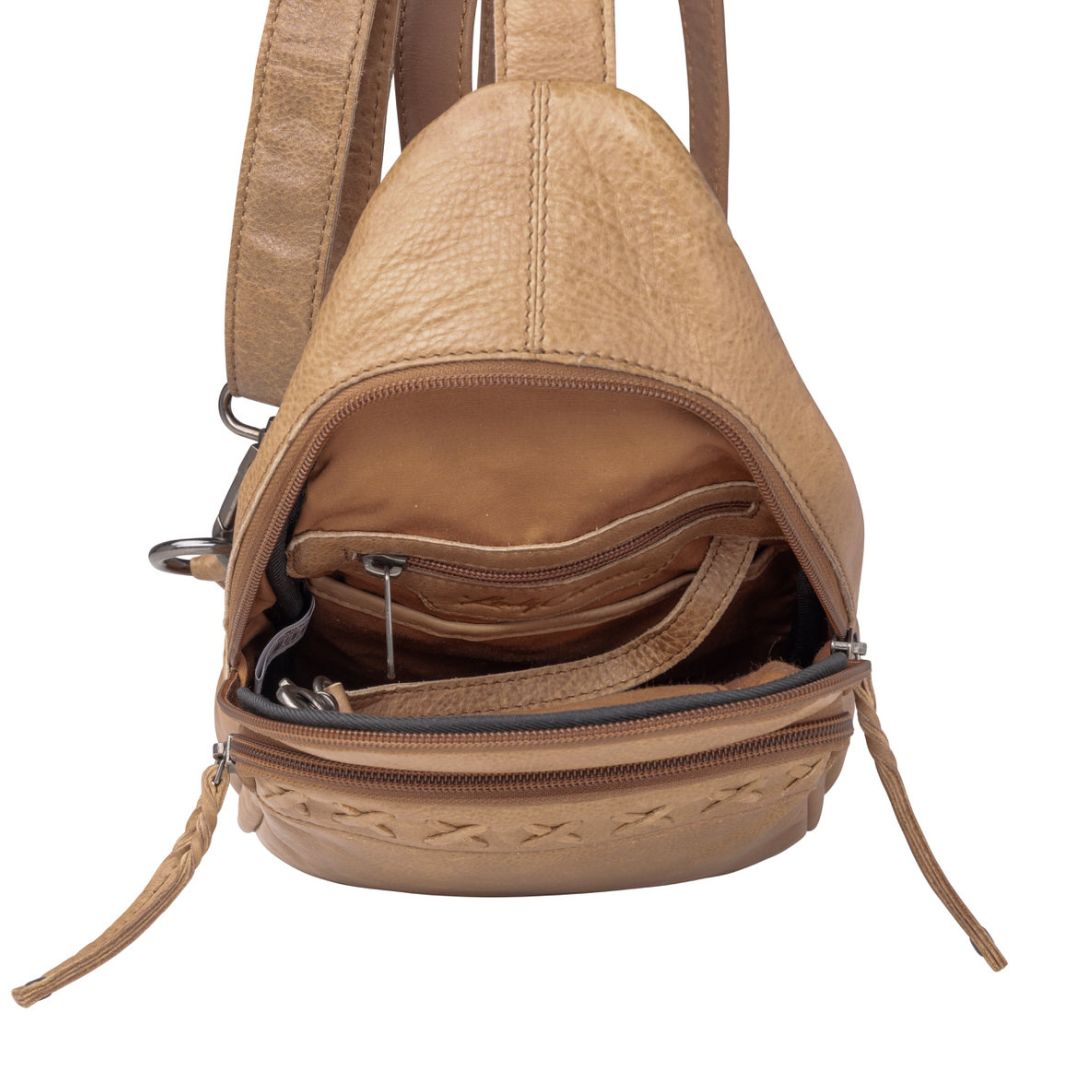 Unisex Sling Gun Leather Bag - Gun Bag for Plus Size - Universal Holster Gun Bag - bag for medium and Large Gun _ Taylor Sling Gun Backpack by Lady Conceal