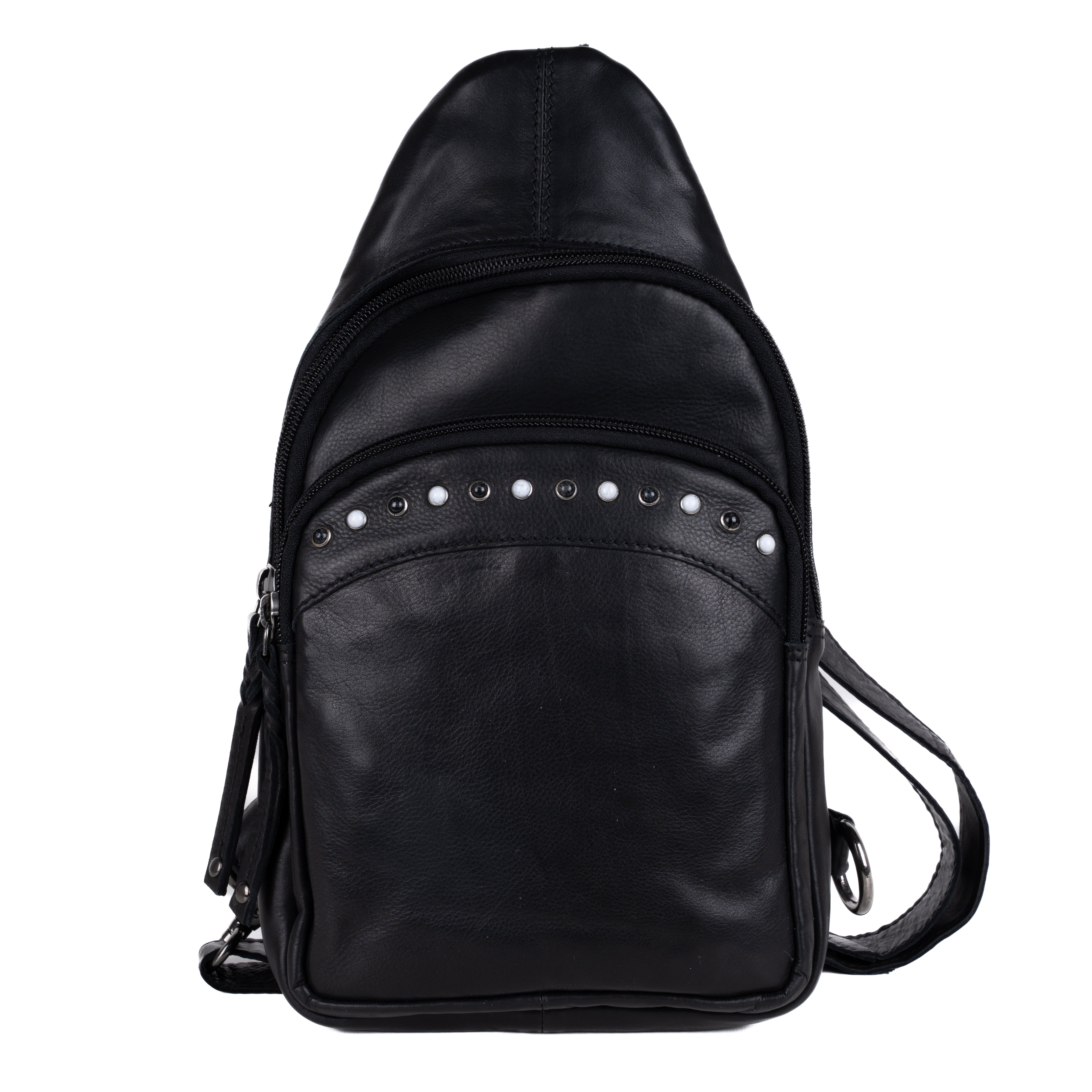 Concealed Carry Haven Sling Leather Backpack by Lady Conceal - Jeweled Leather Backpack -Universal Holster Backpack - Leather Gun Safe Bag - Ambidextrous - Tactical ED Carry Bag- CCW Purse - Womens Gun Bag - Ambidextrous Concealed Carry - Locking Gun Safe - Lady Concealed Carry