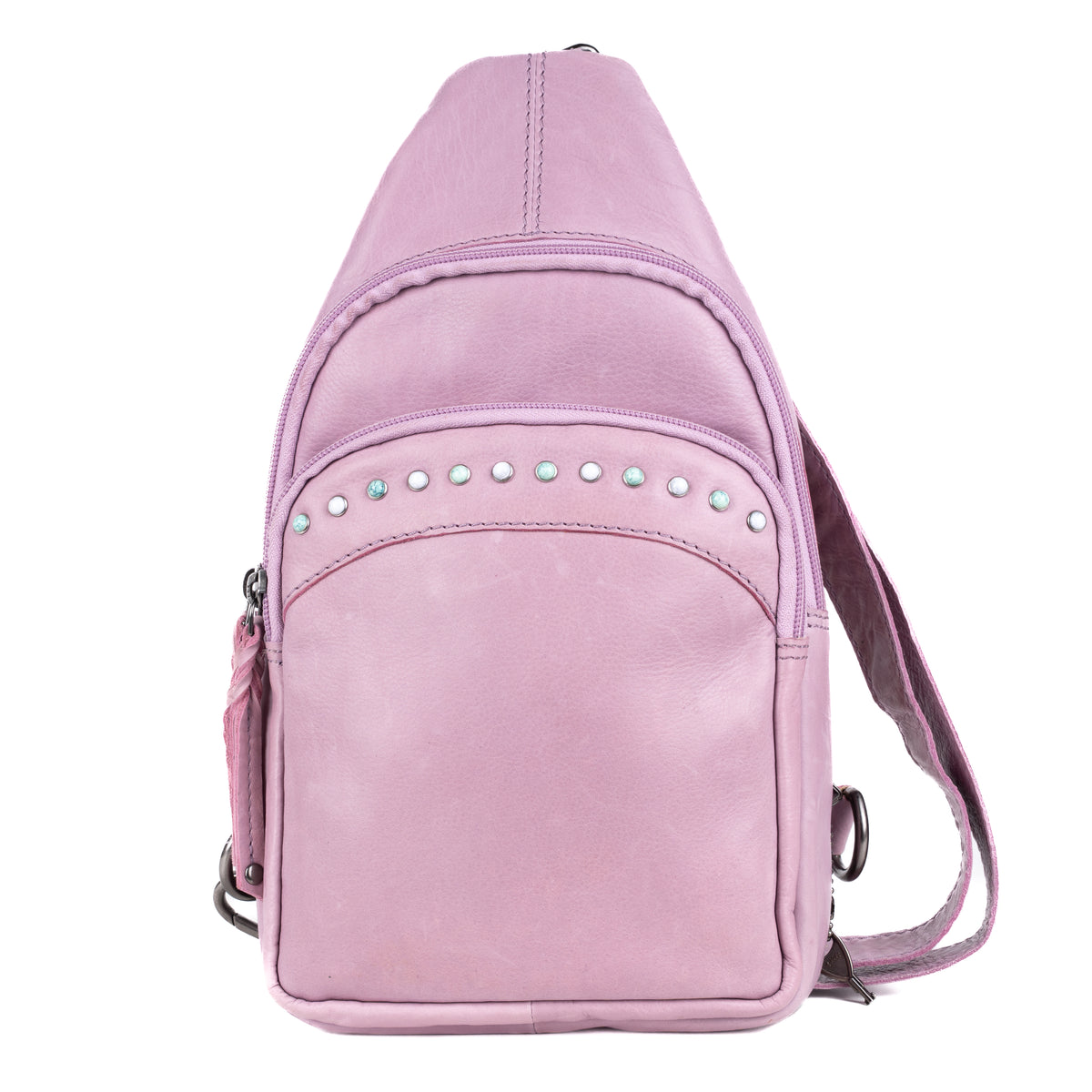 Concealed Carry Haven Sling Leather Backpack by Lady Conceal - Jeweled Leather Backpack -Universal Holster Backpack - Leather Gun Safe Bag - Ambidextrous - Tactical ED Carry Bag- CCW Purse - Womens Gun Bag - Ambidextrous Concealed Carry - Locking Gun Safe - Lady Concealed Carry