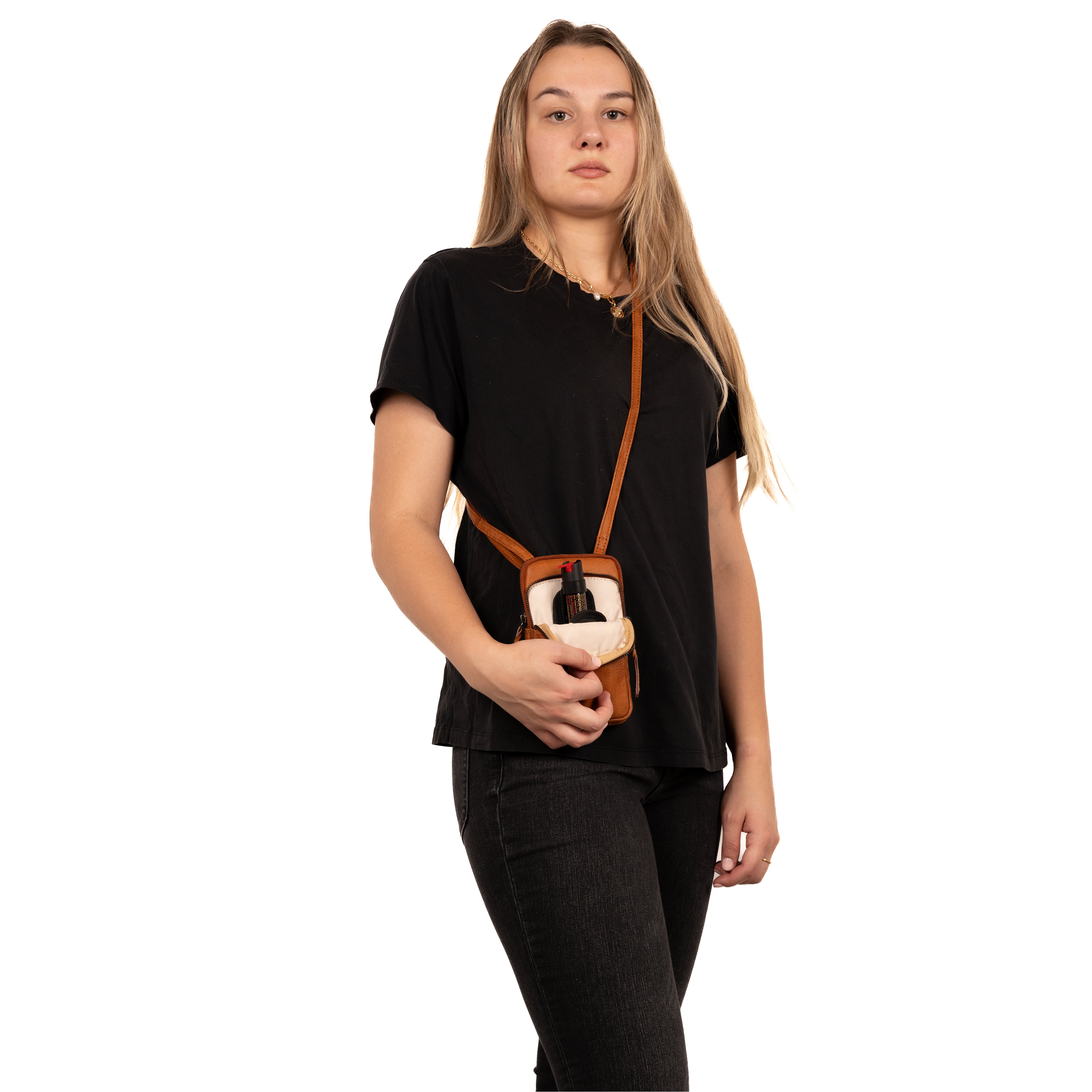 Shay Leather RFID Crossbody by Lady Conceal for Tasers and Pepper Spray - Bag for Self Defense - Women Pepper Spray _ Leather Conceal Bag - Tactical Accessories for Women