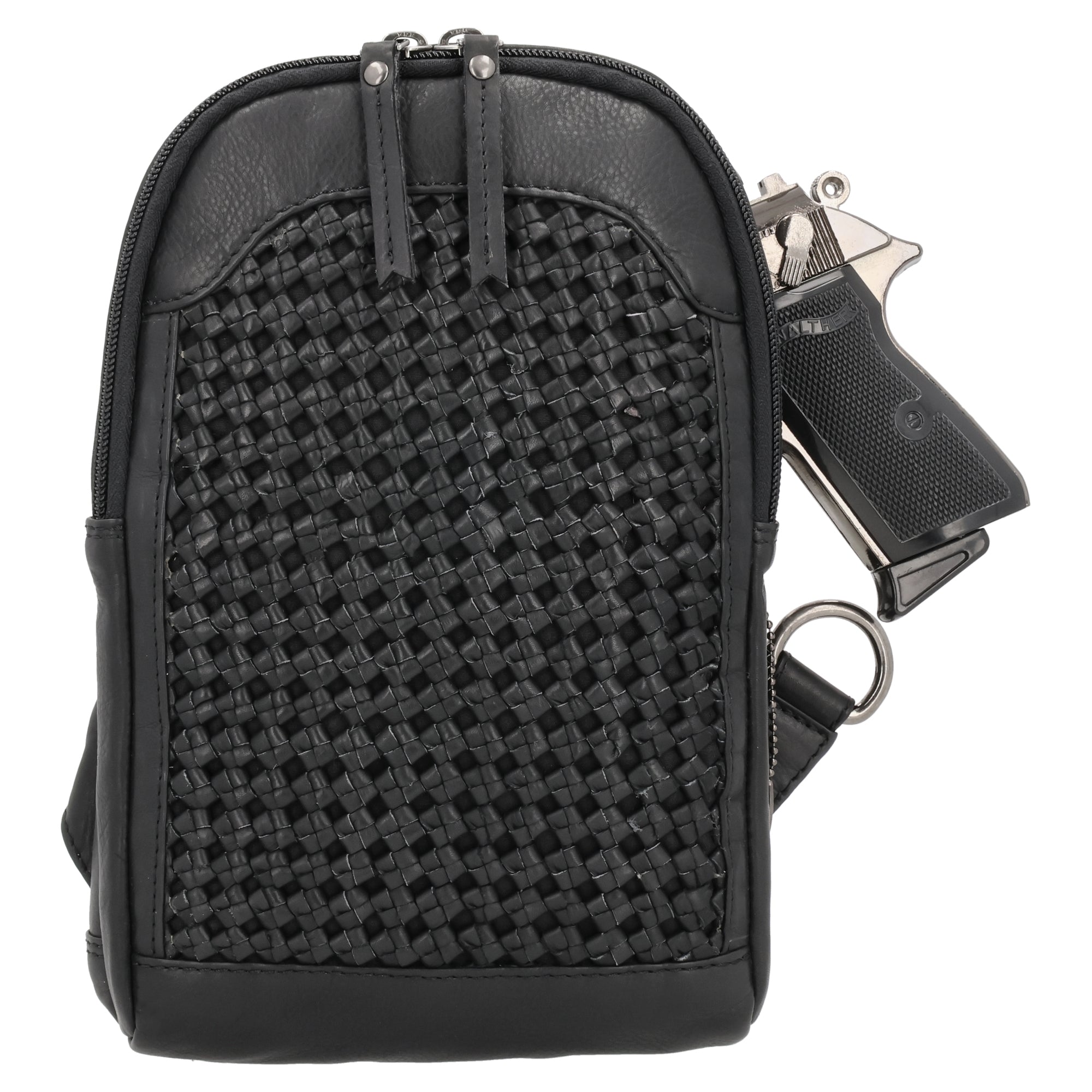 Concealed Carry Bristol Sling Leather Backpack - Lady Conceal - KK Locking Zippers and Universal Holsters for Gun - Backpack for Conceal Carry - best gun carry backpack - Pistol and Firearm Bag - women's Concealed Carry Backpack - premium leather backpack - sling for concealed carry - concealed carry purses