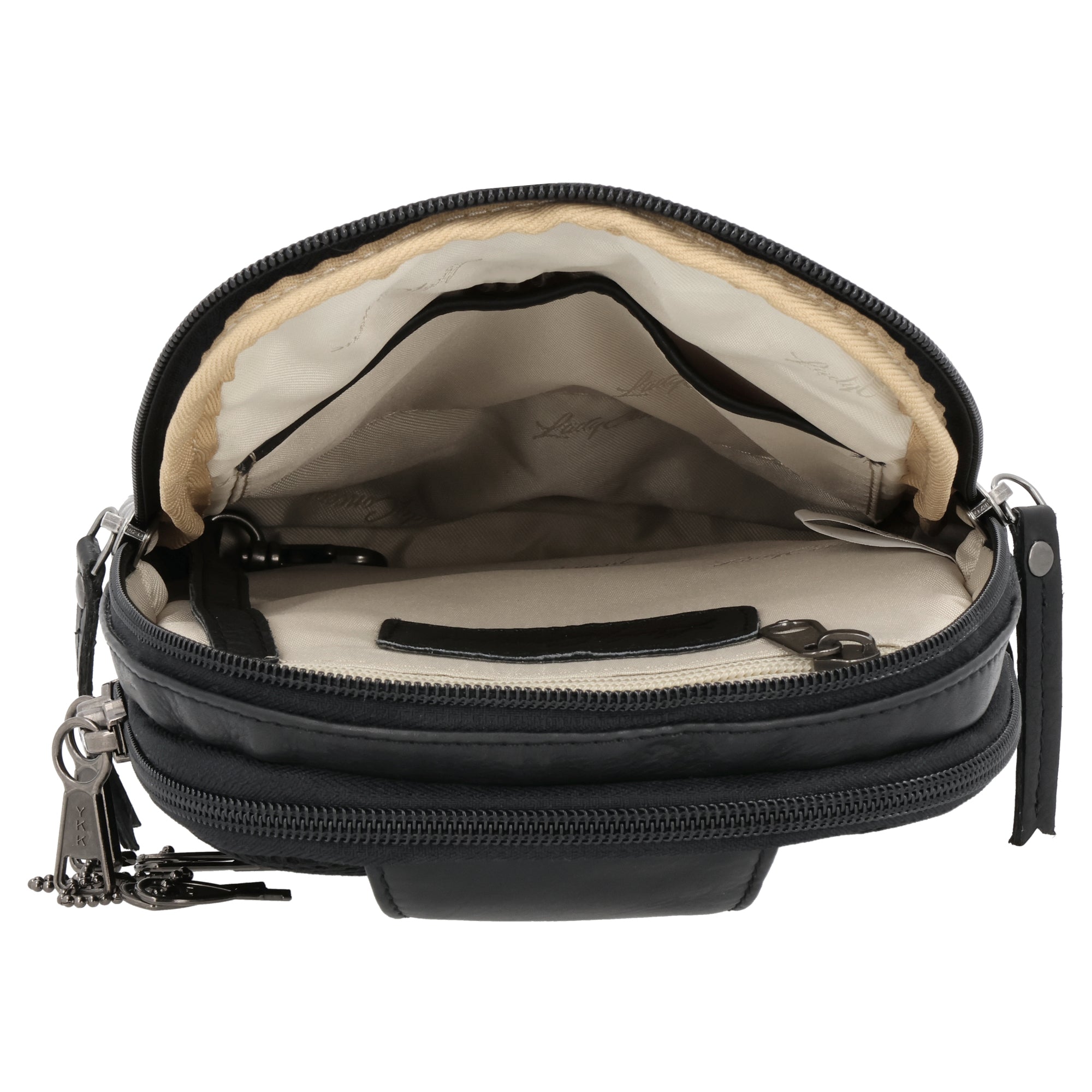 Concealed Carry Bristol Sling Leather Backpack - Lady Conceal - KK Locking Zippers and Universal Holsters for Gun - Backpack for Conceal Carry - best gun carry backpack - Pistol and Firearm Bag - women's Concealed Carry Backpack - premium leather backpack - sling for concealed carry - concealed carry purses