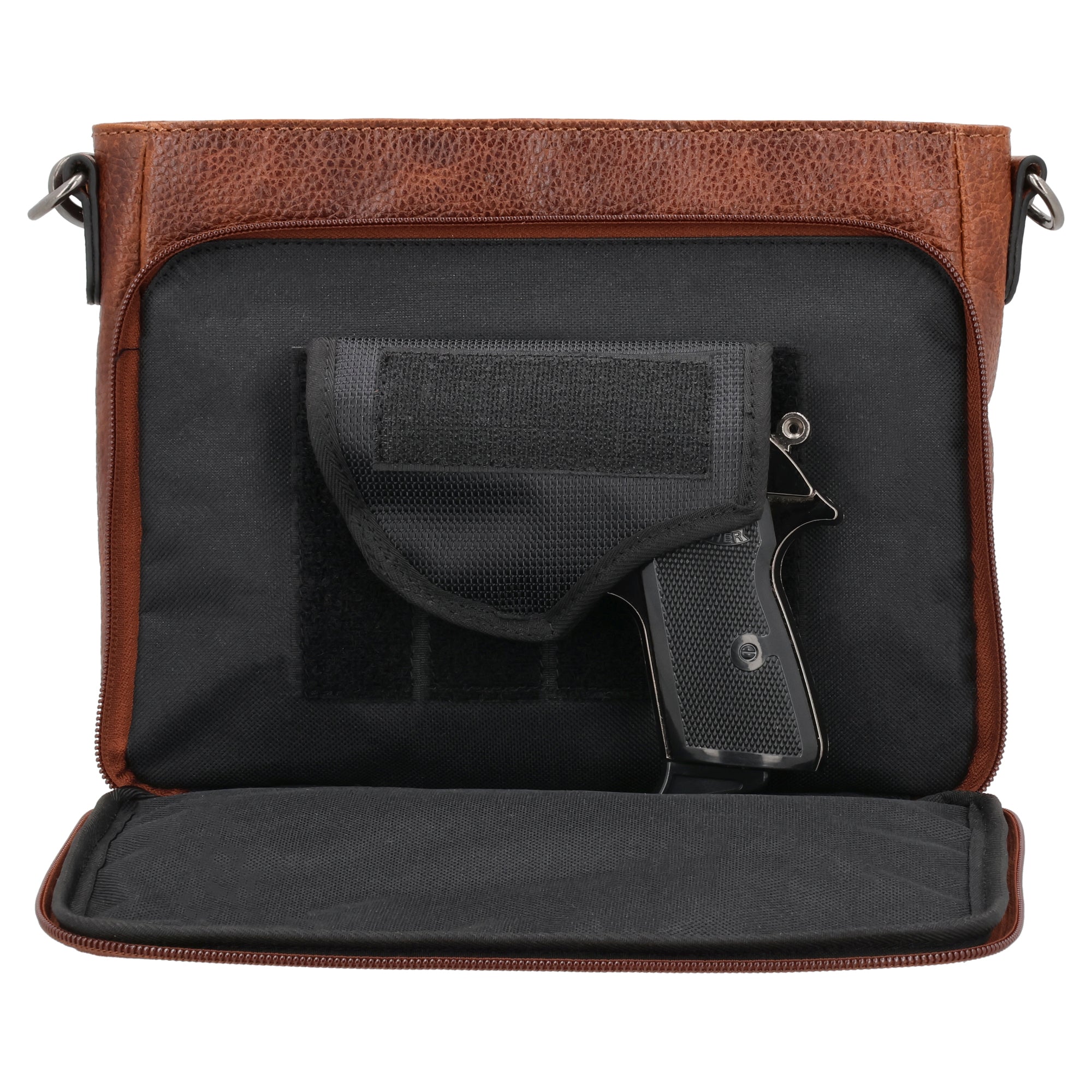 Concealed Carry Zoe Leather Crossbody by Lady Conceal with Locking Zippers - Firearm Bags for Women - Crossbody CCW Bag - Fast Draw Bag - YKK Locking Zipper Bag - Universal Holster