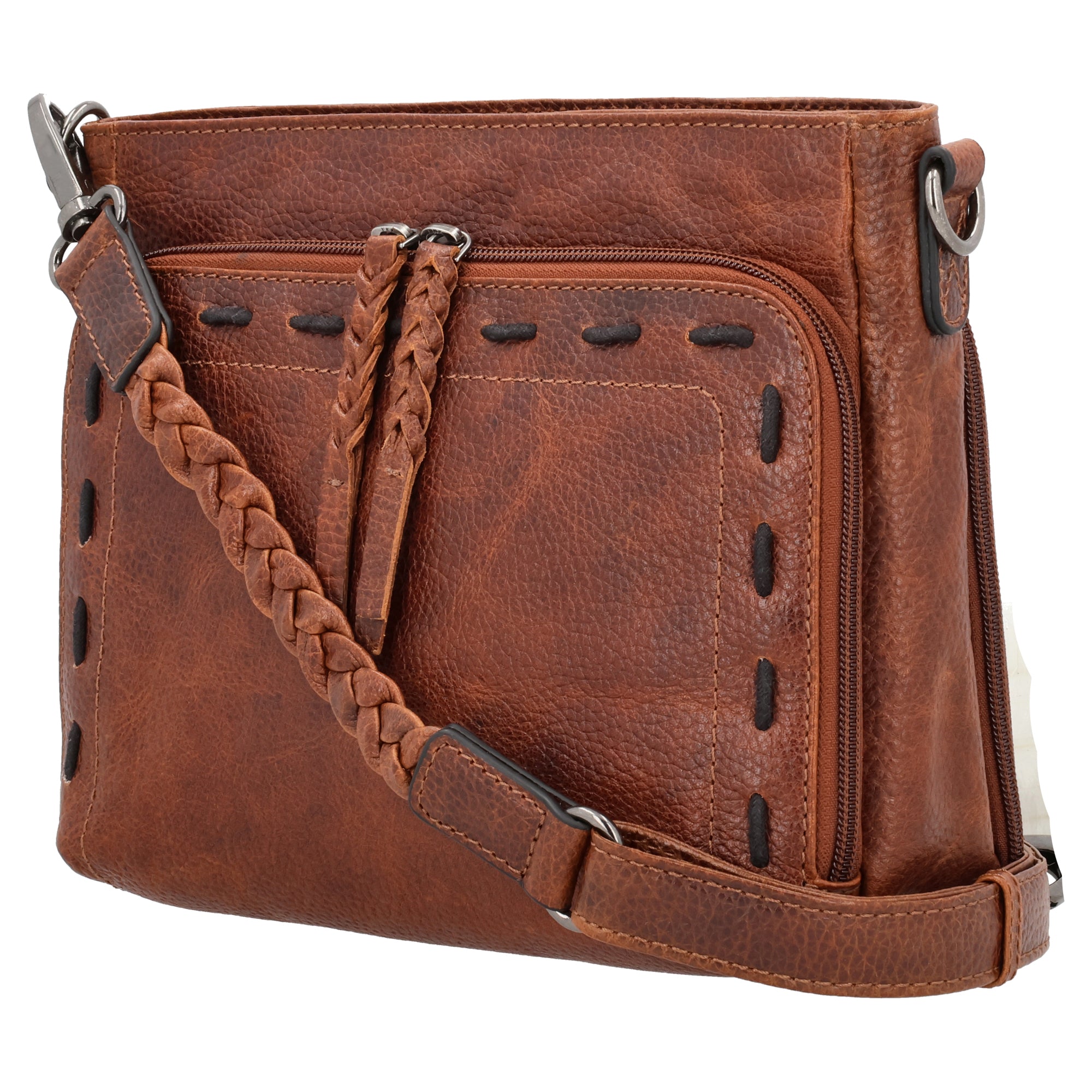 Concealed Carry Zoe Leather Crossbody by Lady Conceal with Locking Zippers - Firearm Bags for Women - Crossbody CCW Bag - Fast Draw Bag - YKK Locking Zipper Bag - Universal Holster