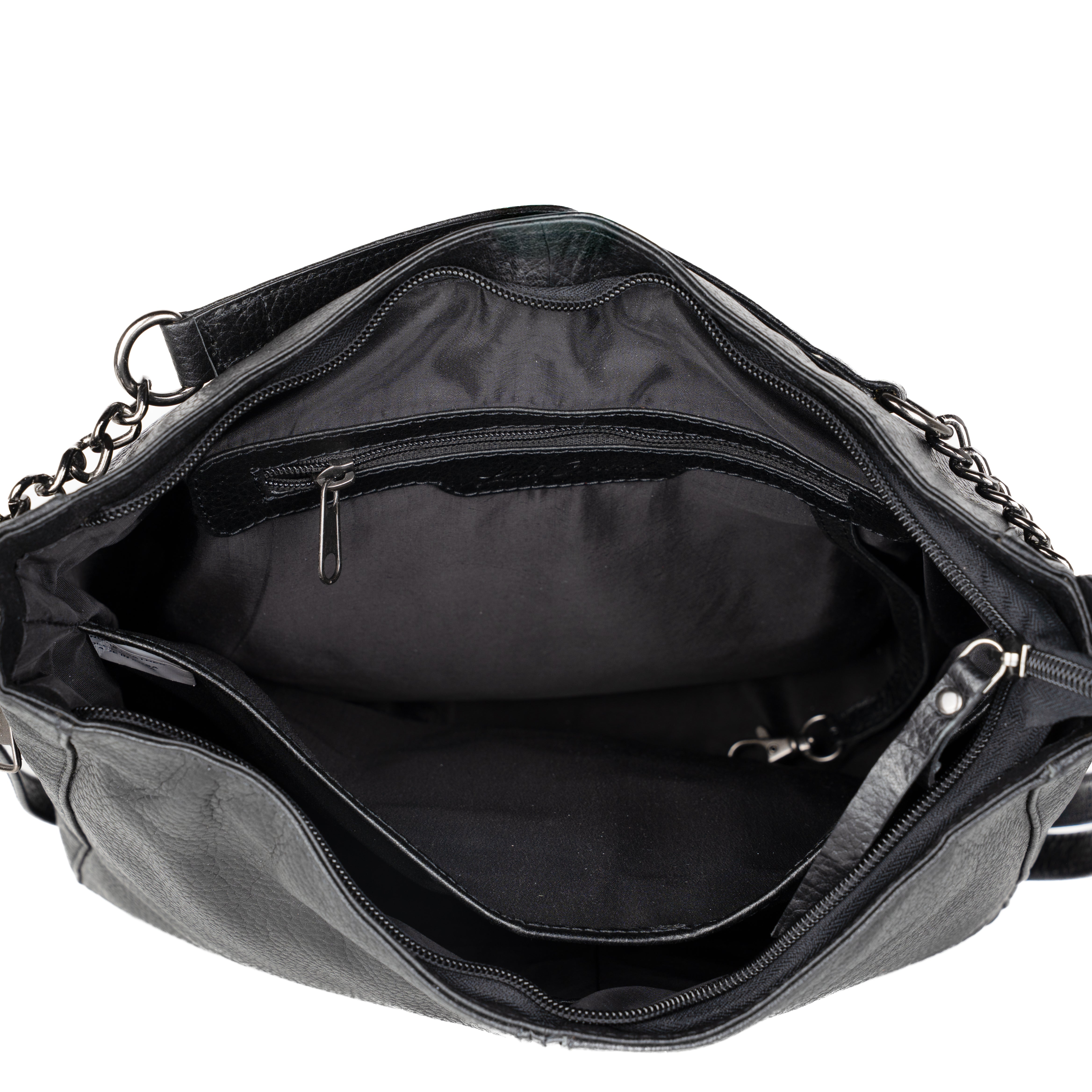 Concealed Carry Ava Leather Hobo by Lady Conceal, Ambidextrous Firearm Chained Bag with Universal Holster, Key Strap for Keys, Locking Gun Bag, Gun Safe Bag
