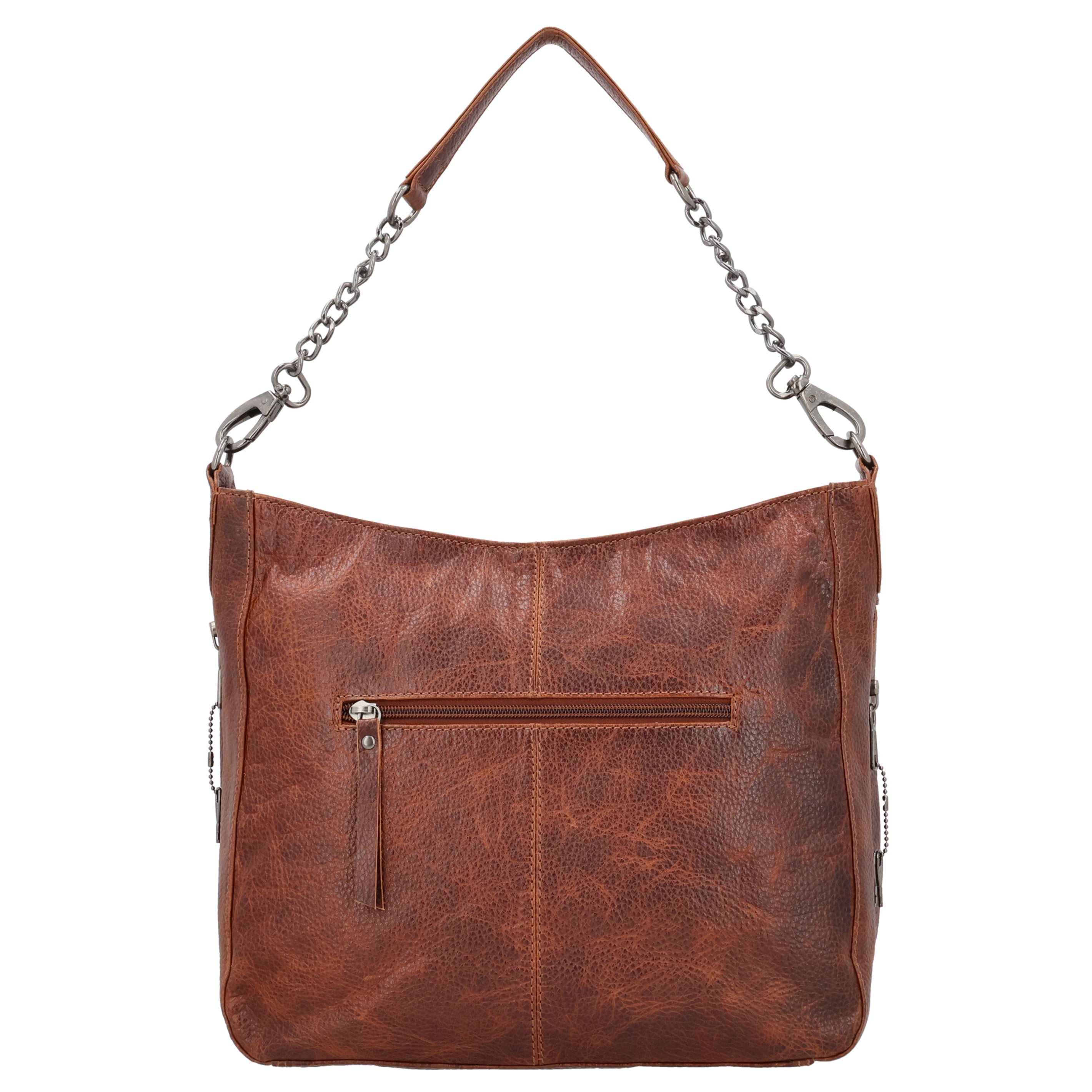 Concealed Carry Ava Leather Hobo by Lady Conceal, YKK Locking Zippers and Universal Holsters for gun, leather purse for concealed carry, Cognac