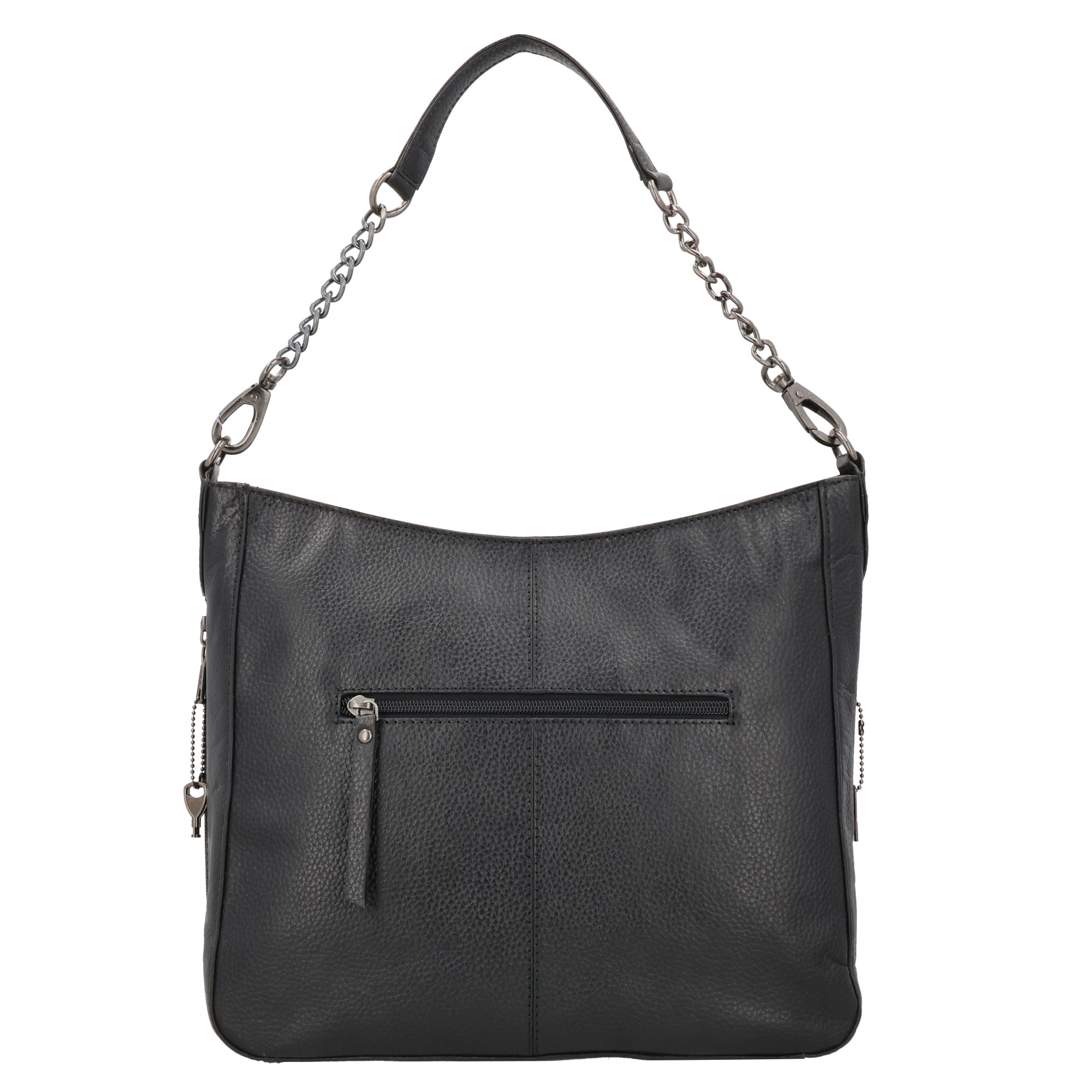 Concealed Carry Ava Leather Hobo by Lady Conceal, YKK Locking Zippers and Universal Holsters for gun, leather purse for concealed carry, black