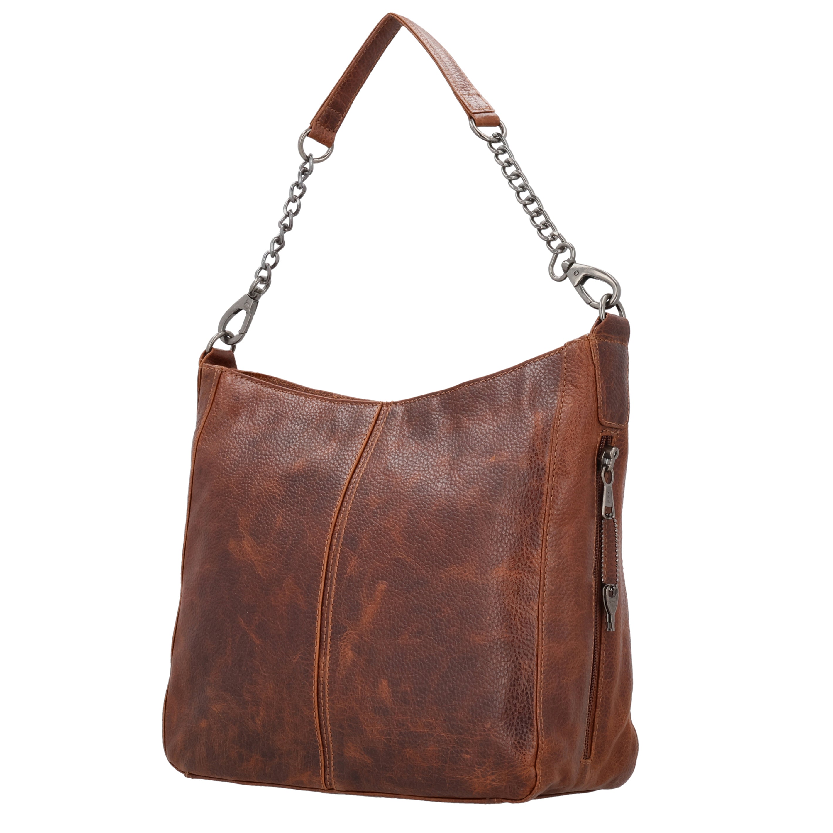Concealed Carry Ava Leather Hobo by Lady Conceal, YKK Locking Zippers and Universal Holsters for gun, leather purse for concealed carry, Cognac