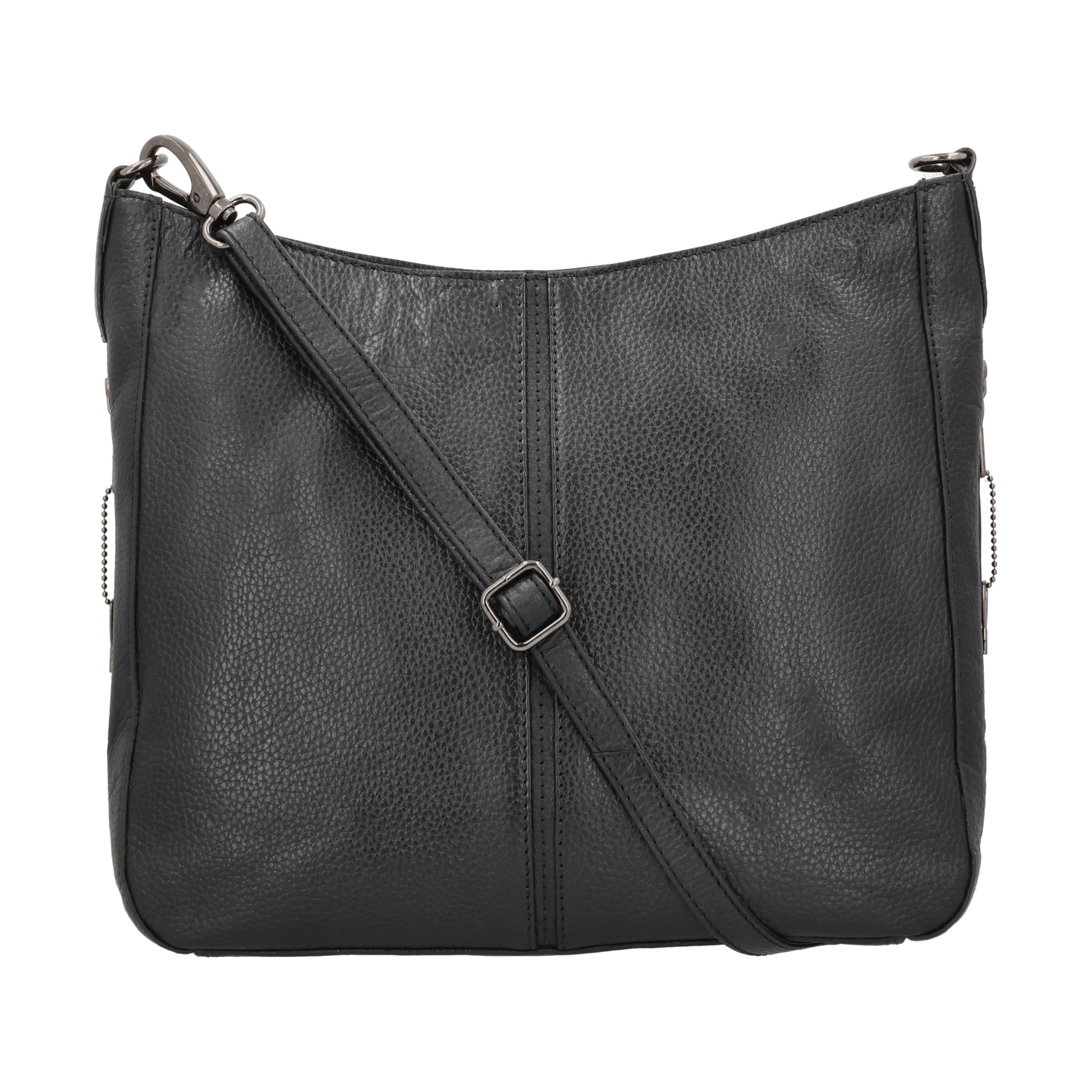 Concealed Carry Ava Leather Hobo by Lady Conceal, YKK Locking Zippers and Universal Holsters for gun, leather purse for concealed carry, black