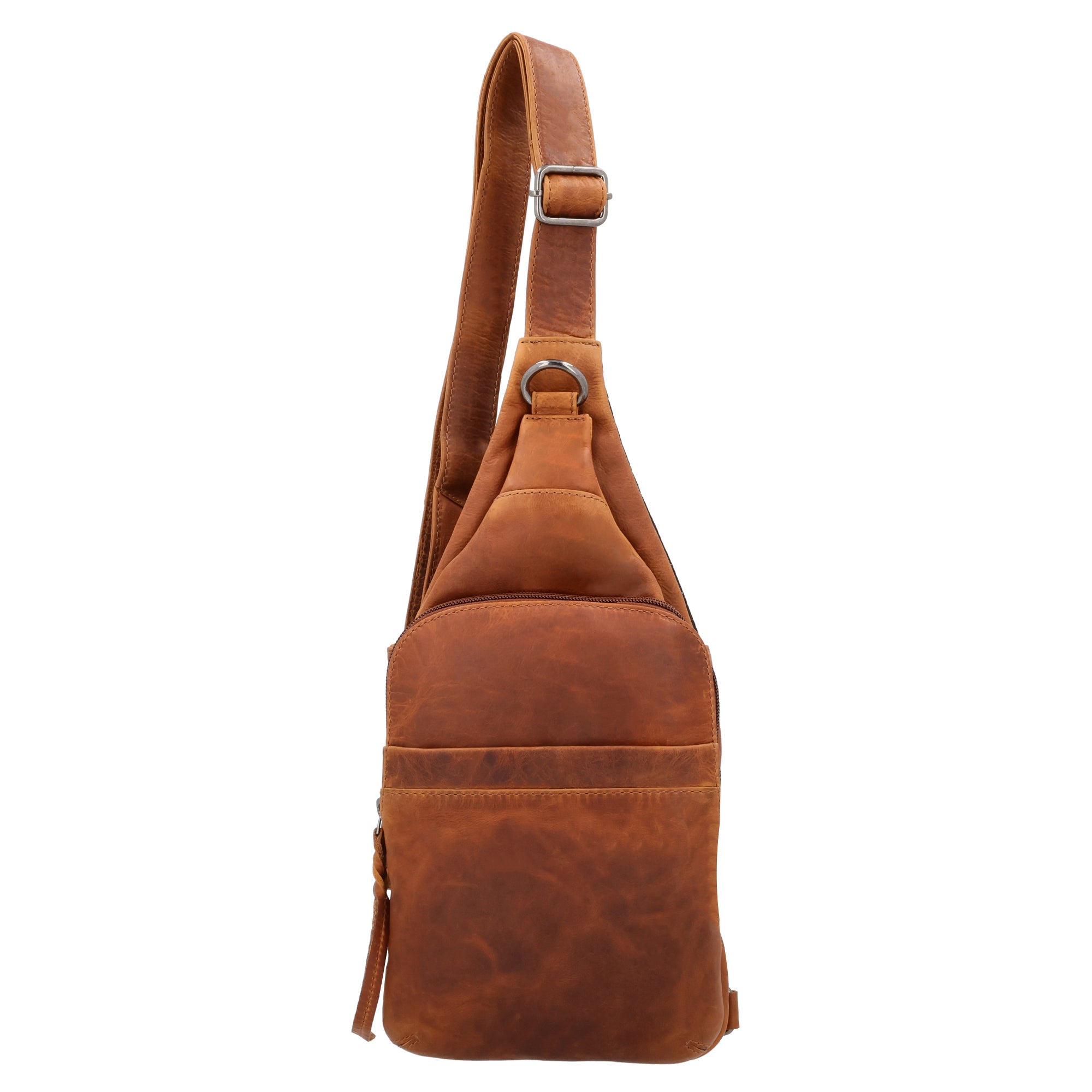 Concealed Carry Unisex Dakota Leather Sling by Lady Conceal - Magnetic Firearm Bag - Fast Draw CCW bag - Universal Holster Pistol Sling - Unisex Gun Leather Backpack - Anti-Theft Gun Bag with Locking Zippers