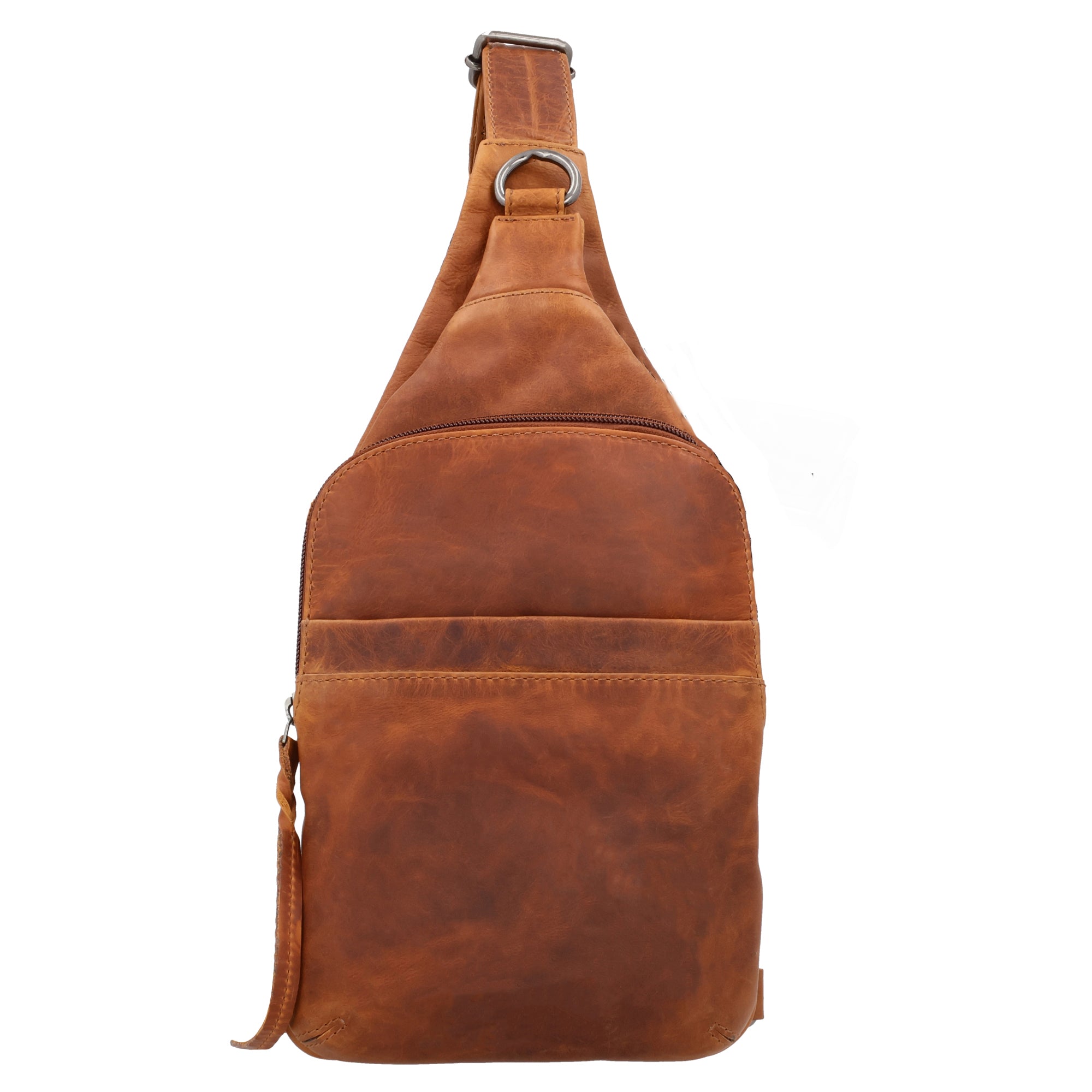 Concealed Carry Unisex Dakota Leather Sling by Lady Conceal - Magnetic Firearm Bag - Fast Draw CCW bag - Universal Holster Pistol Sling - Unisex Gun Leather Backpack - Anti-Theft Gun Bag with Locking Zippers
