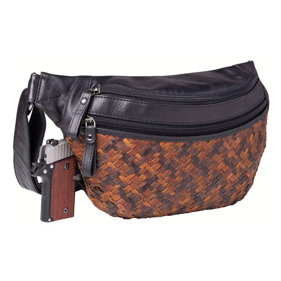 Concealed Carry Haisley Woven Magnetic Leather Sling by Lady Conceal