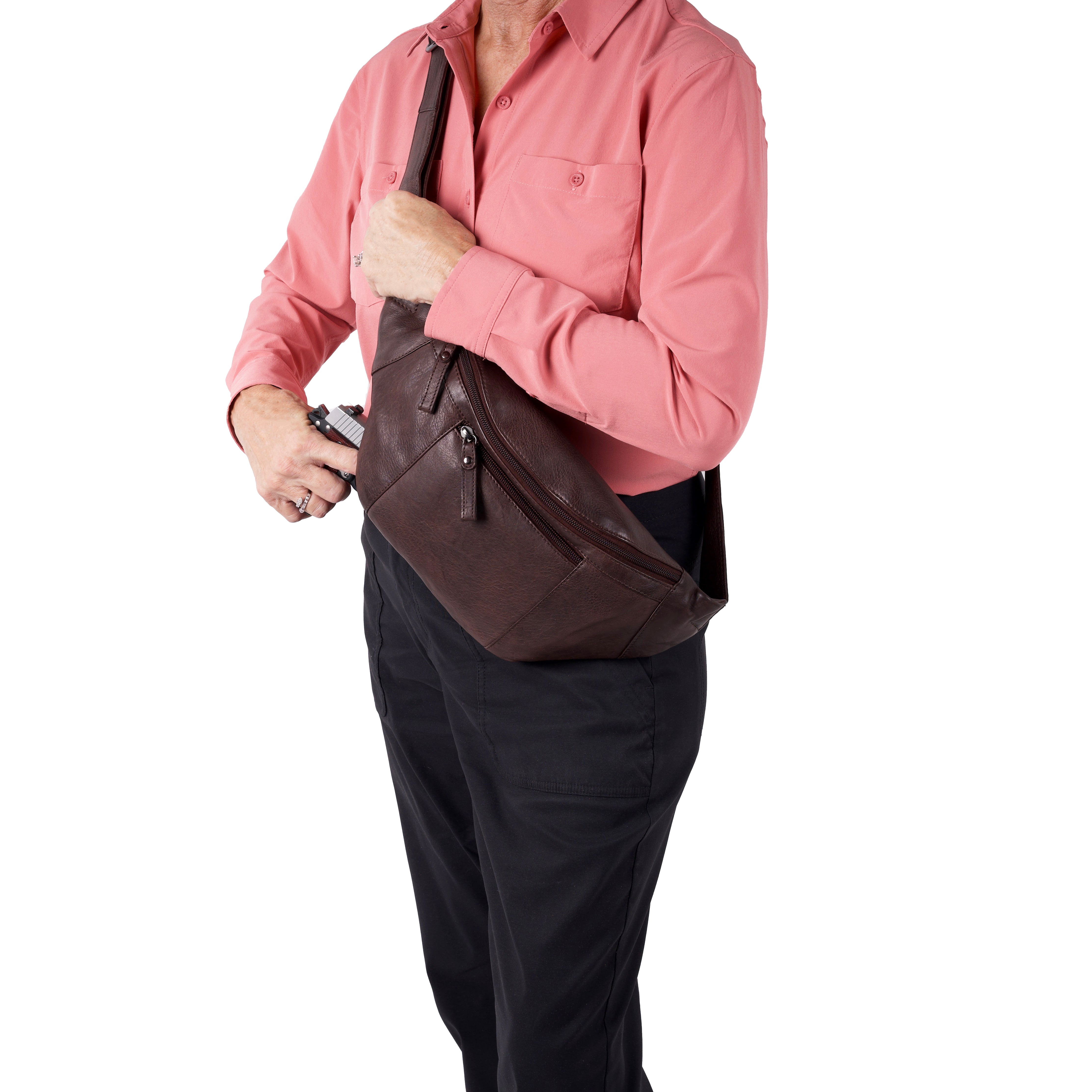 Concealed Carry Charlie Magnetic Leather Sling by Lady Conceal