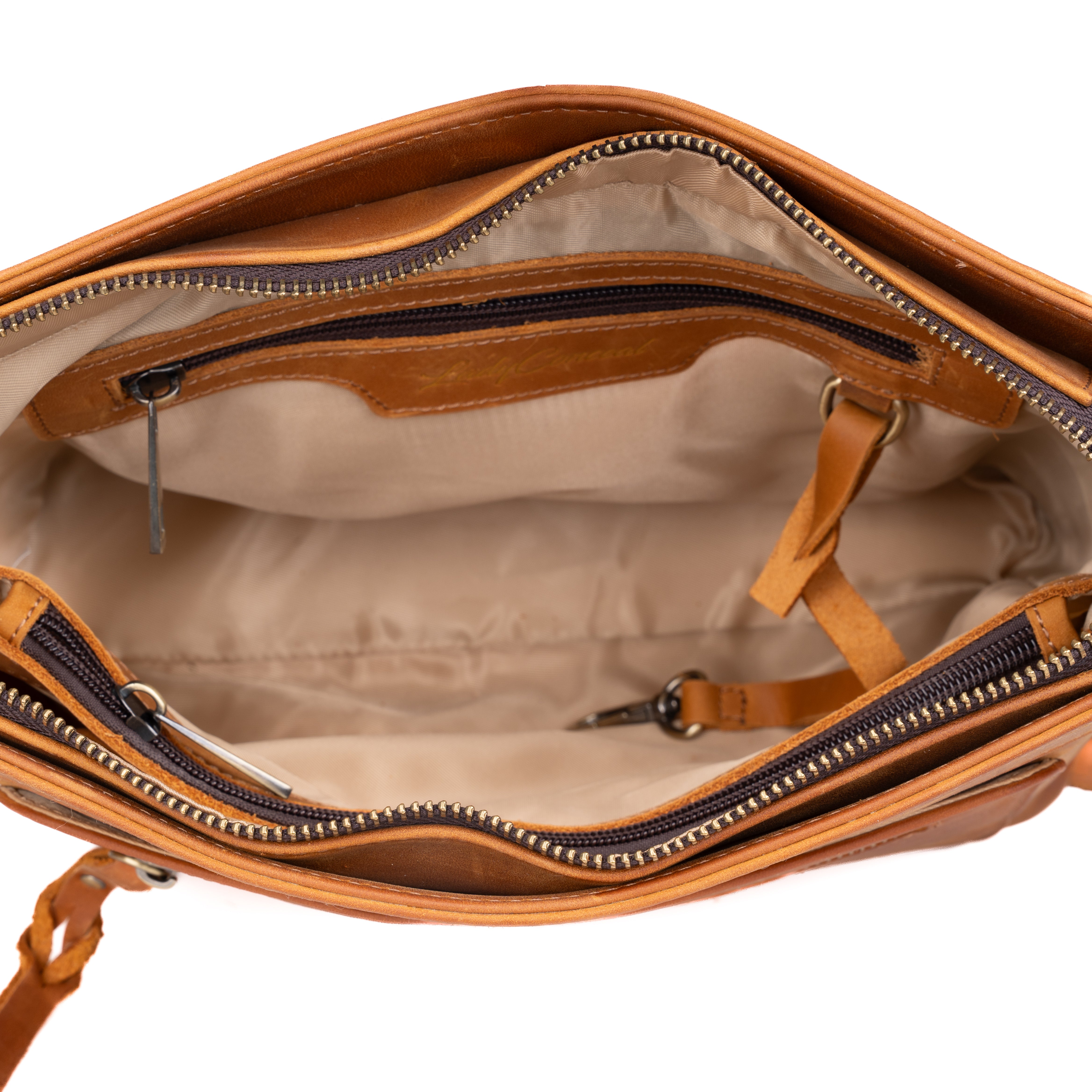 Concealed Carry Delaney Leather Crossbody by Lady Conceal - Light Distressed Brown