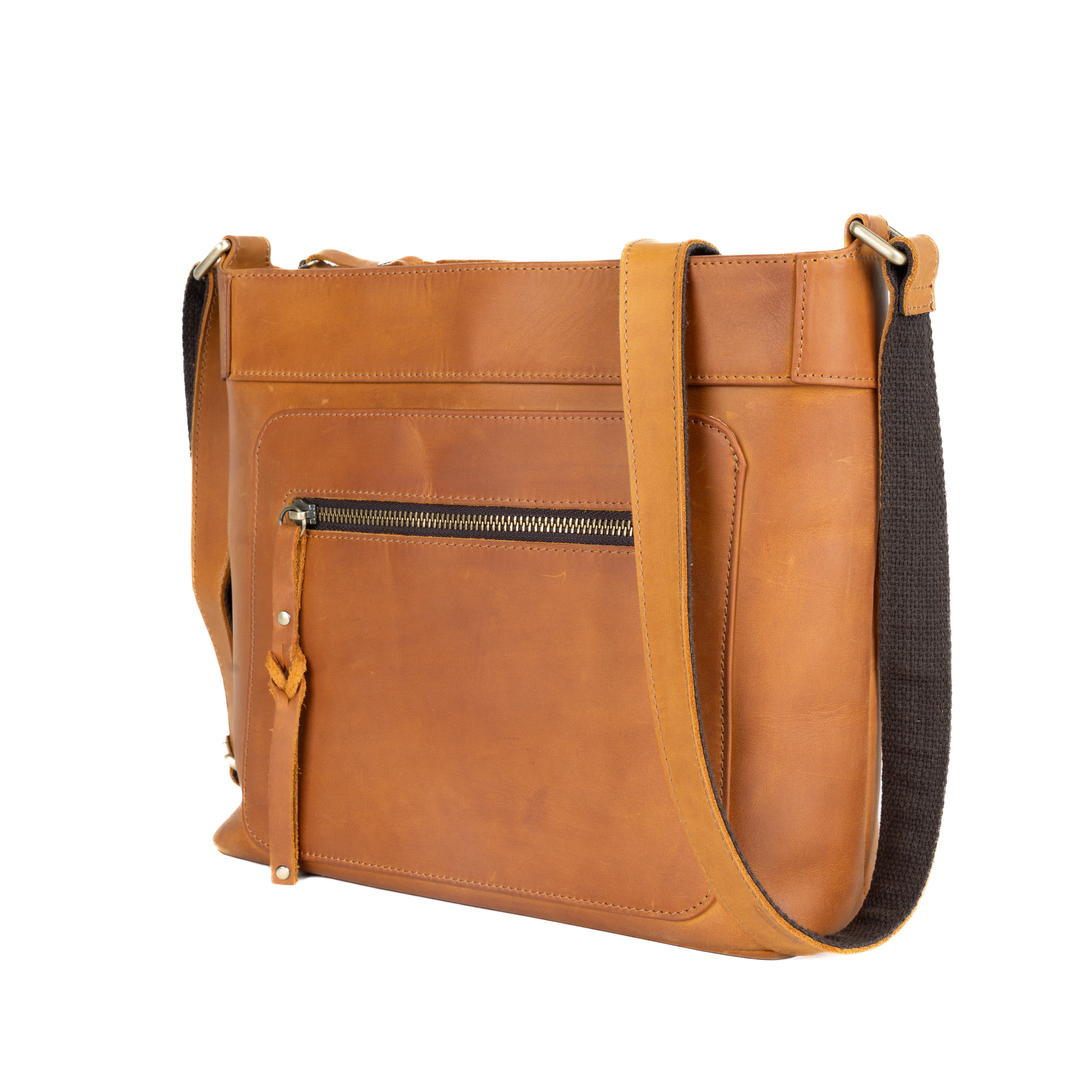 Concealed Carry Delaney Leather Crossbody by Lady Conceal - Light Distressed Brown