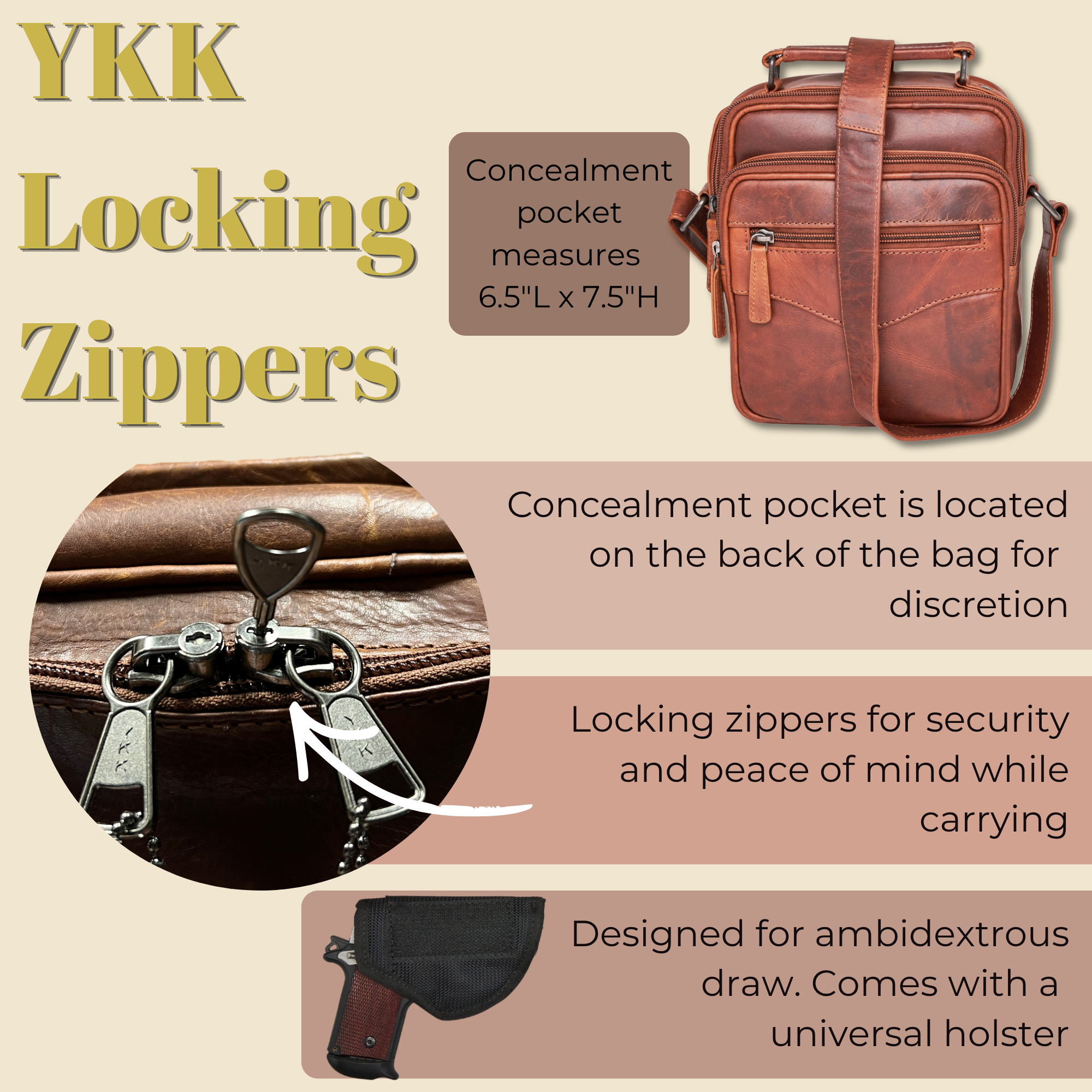 Concealed Carry Logan Unisex Crossbody Bag